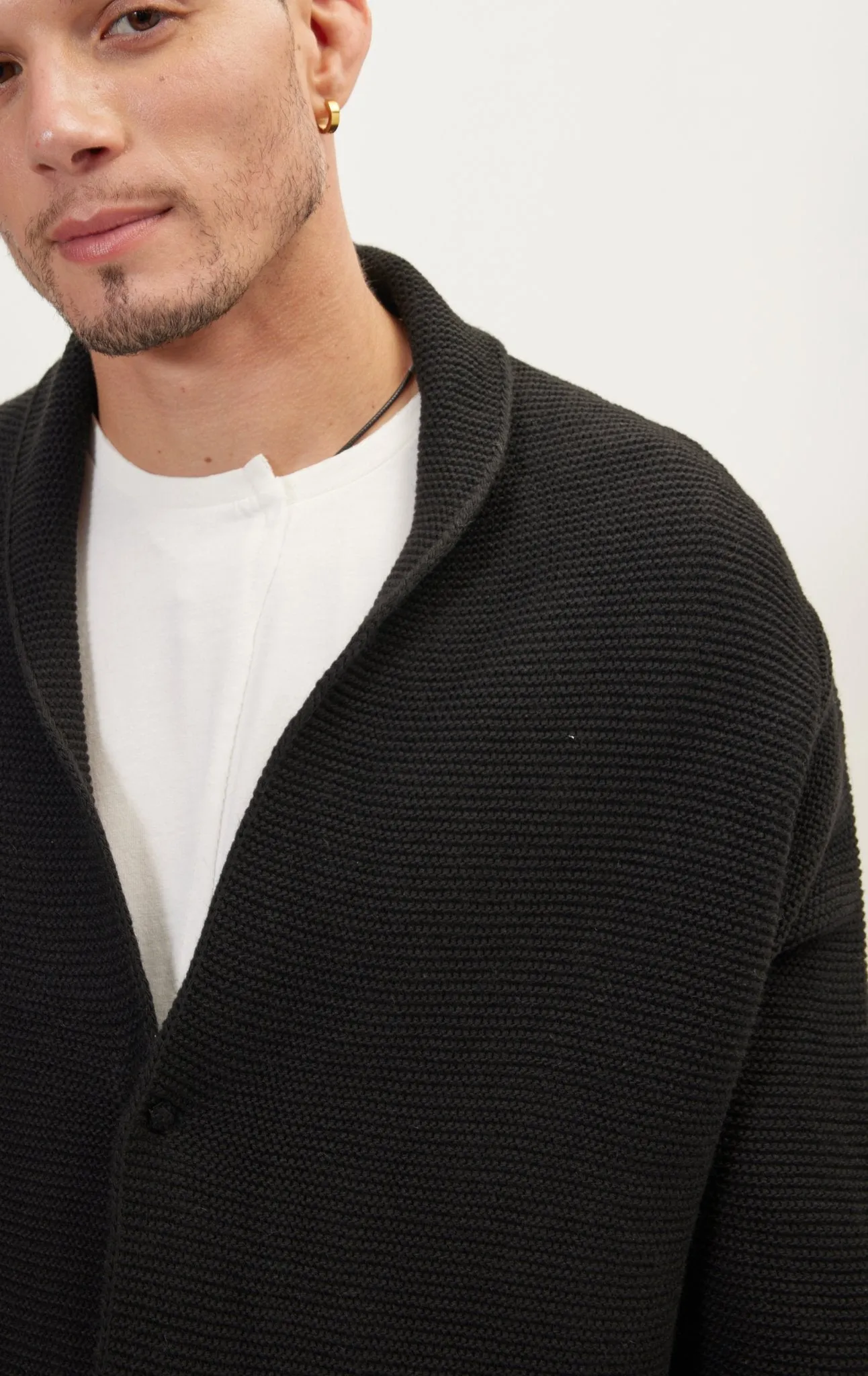 Classic Minimalist Shawl Cardigan - Black