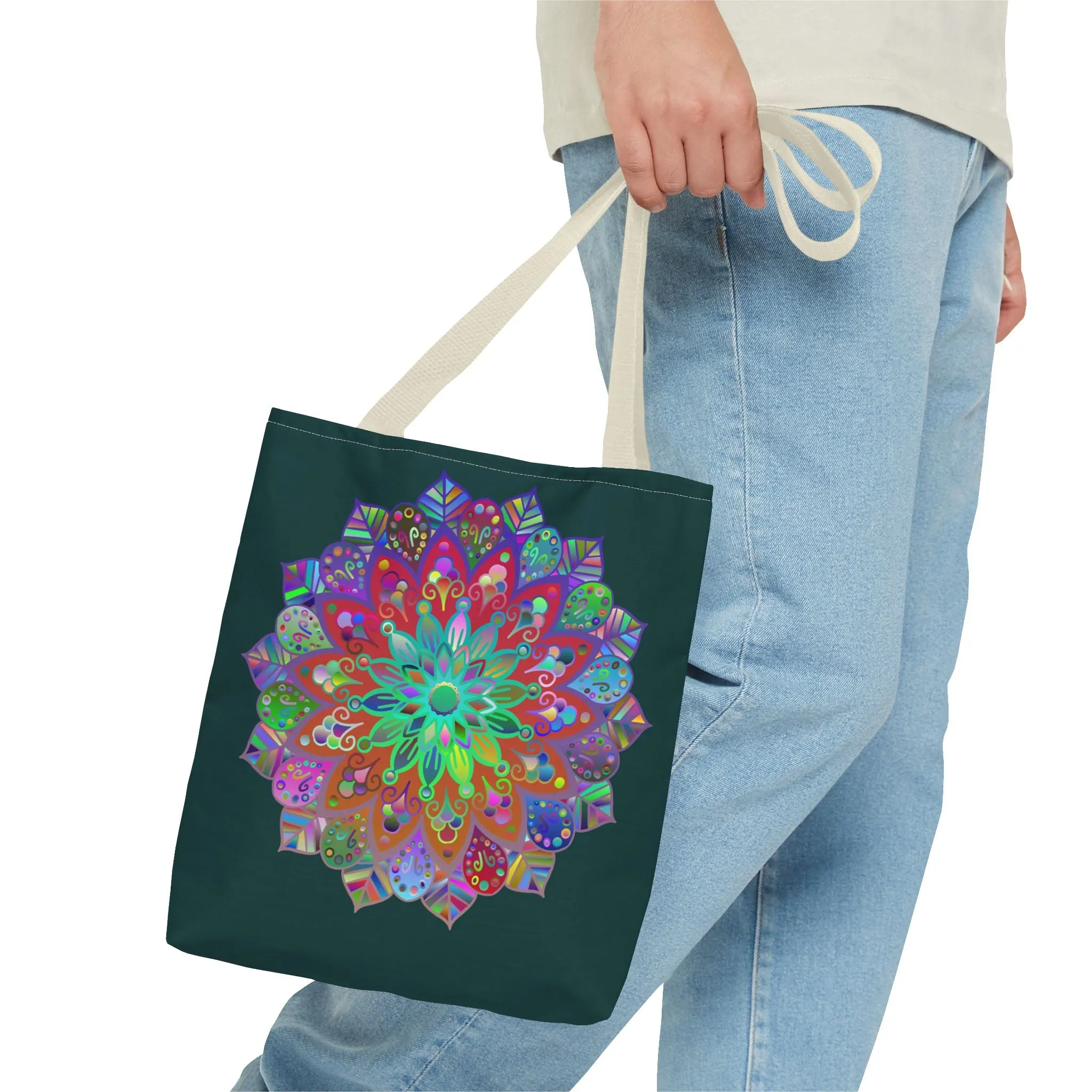 Colorful Mandala Tote Bag Dark Green