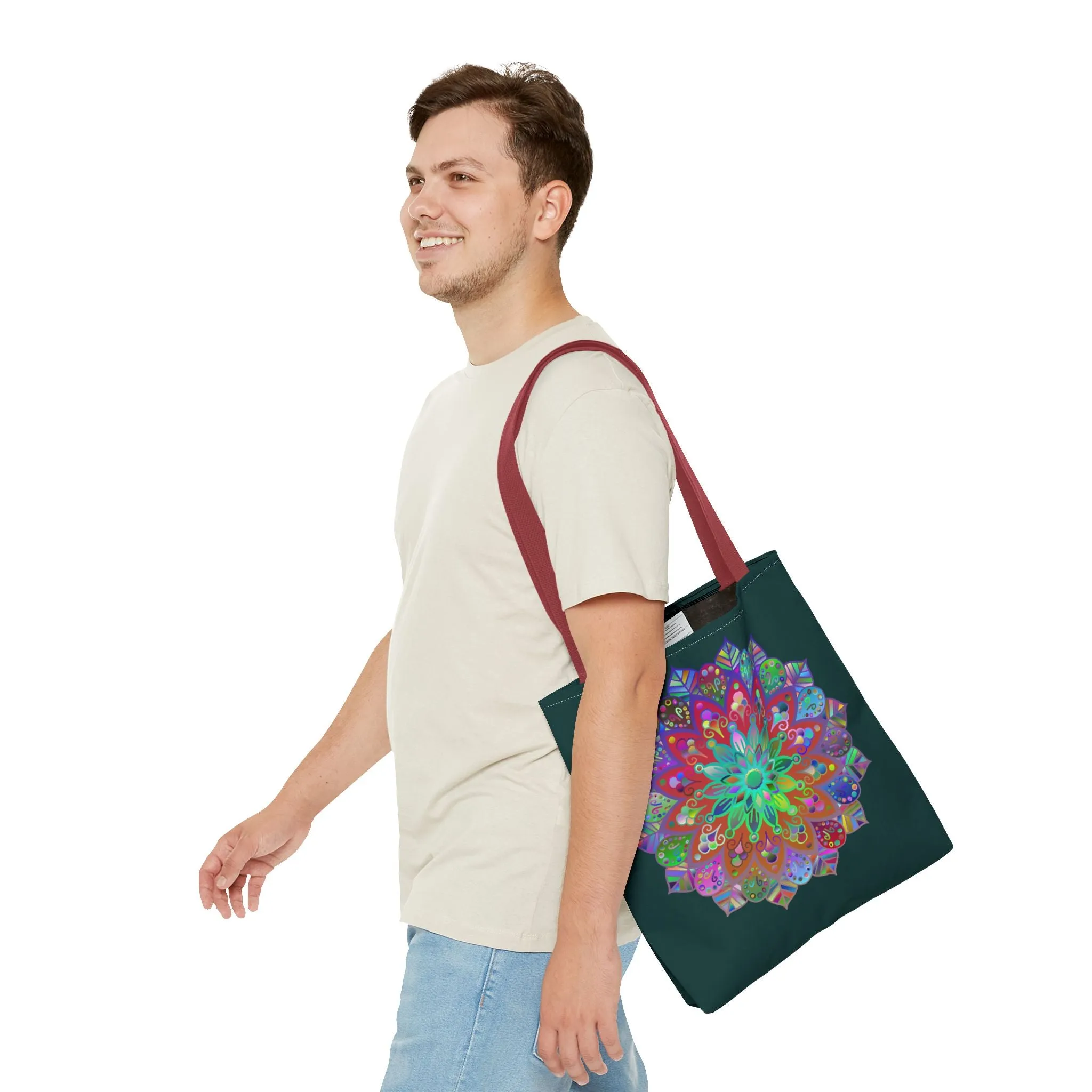Colorful Mandala Tote Bag Dark Green