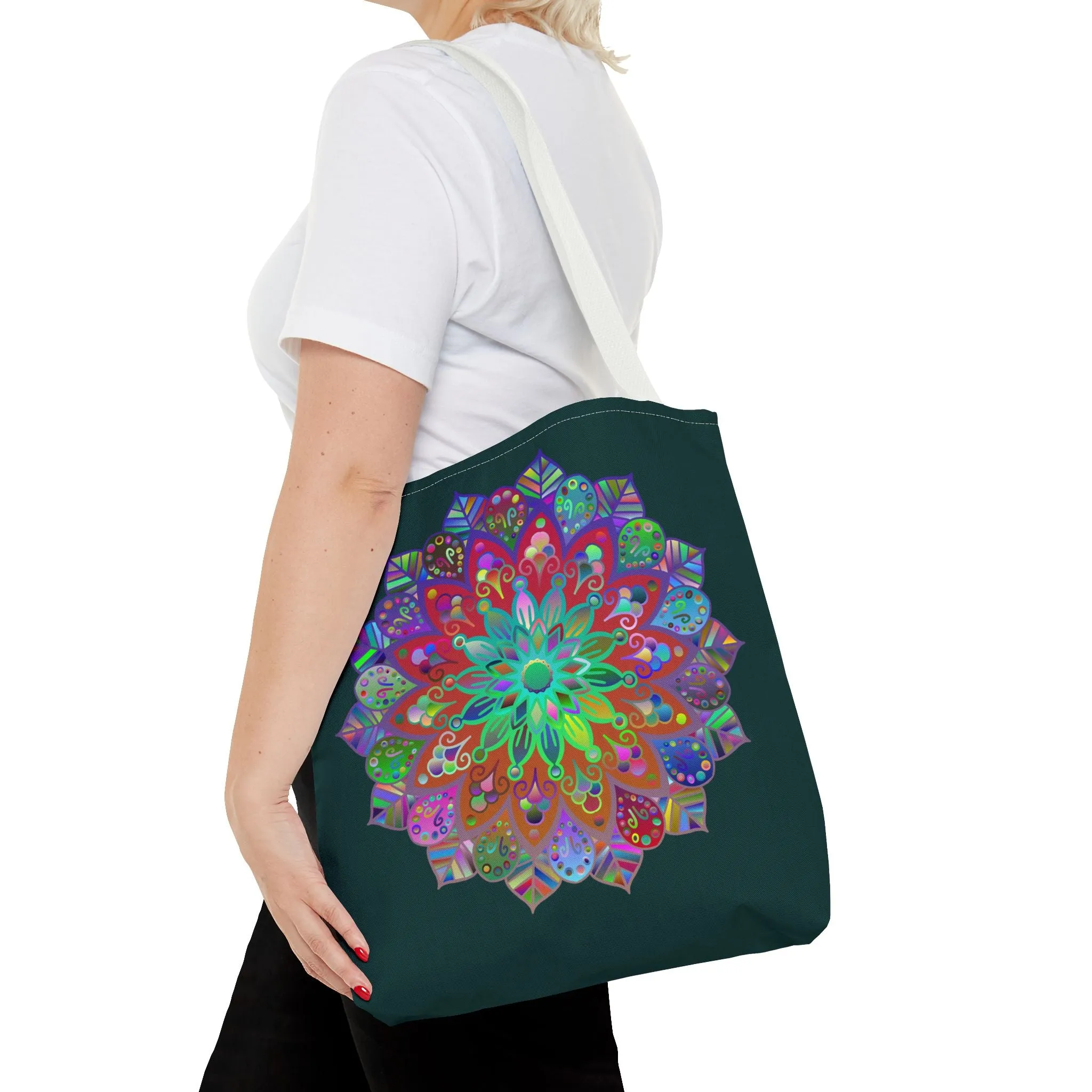 Colorful Mandala Tote Bag Dark Green