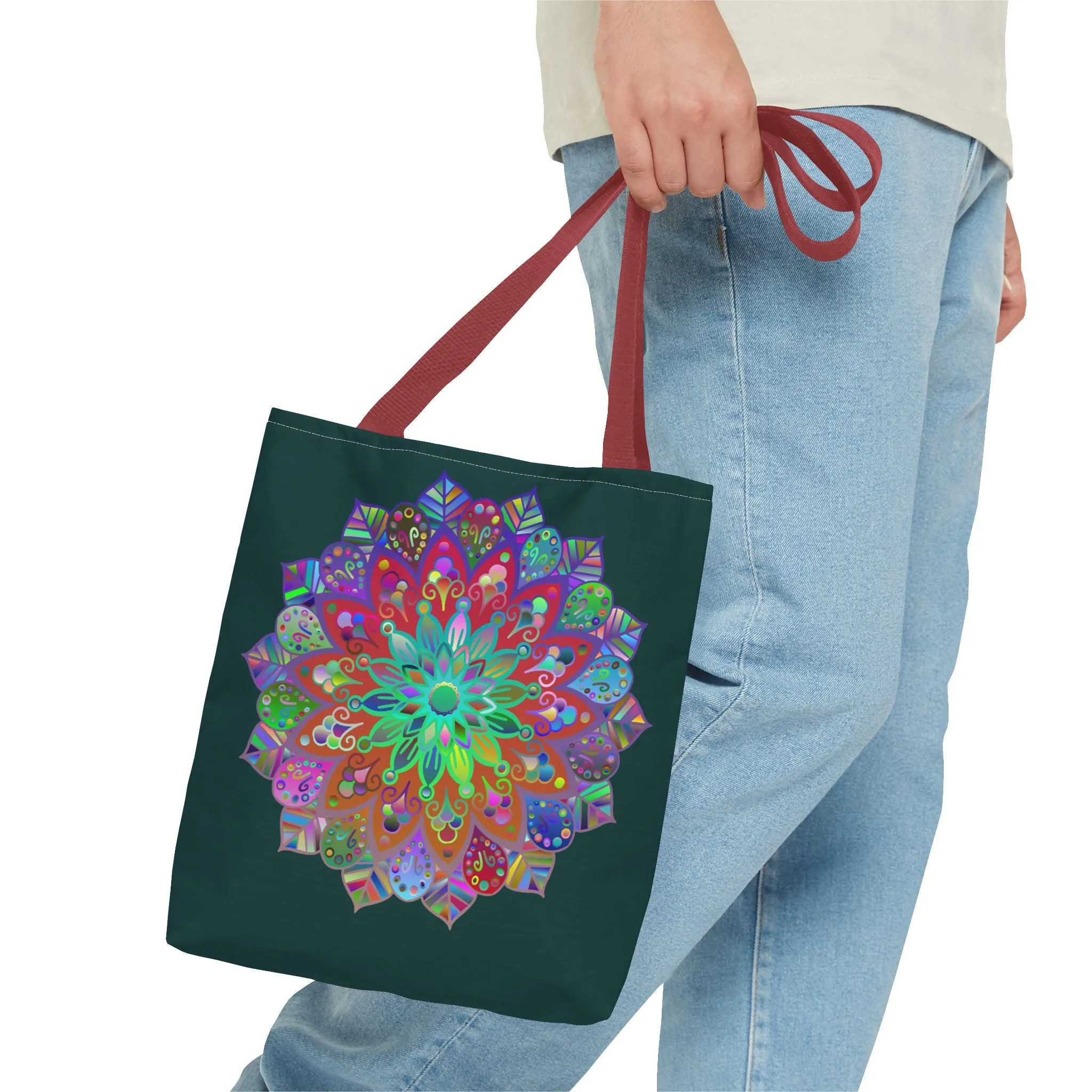 Colorful Mandala Tote Bag Dark Green