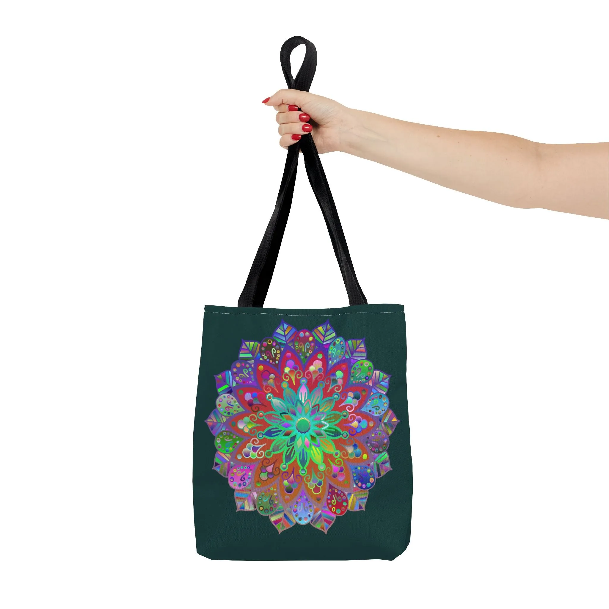 Colorful Mandala Tote Bag Dark Green