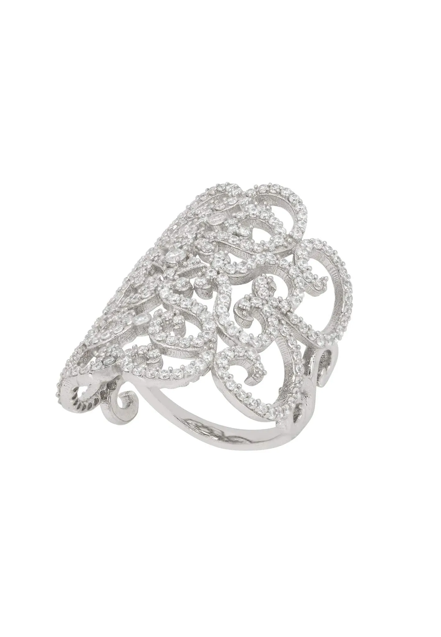 Countess Cocktail Ring White Silver