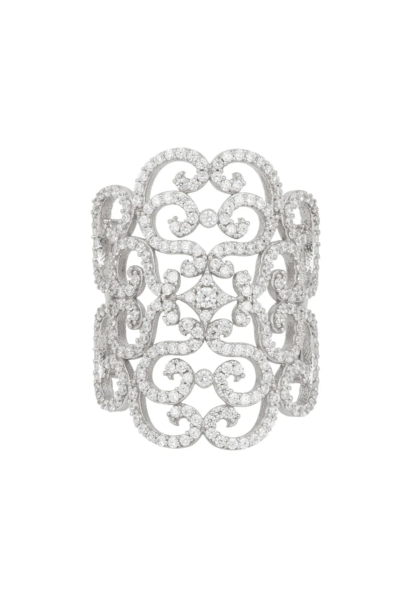 Countess Cocktail Ring White Silver