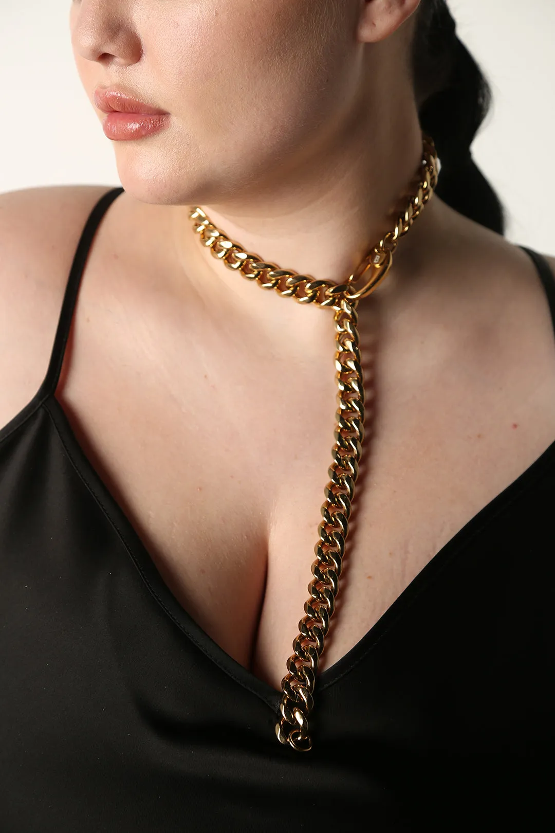 Cuban Goldlink Lariat Necklace