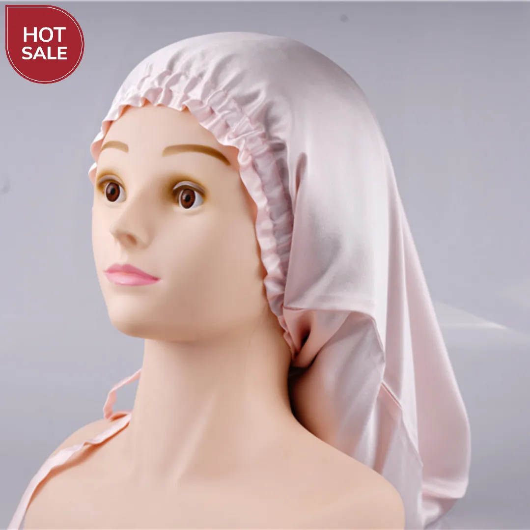 Custom Wholesale Long Silk Bonnet Adjustable Single side