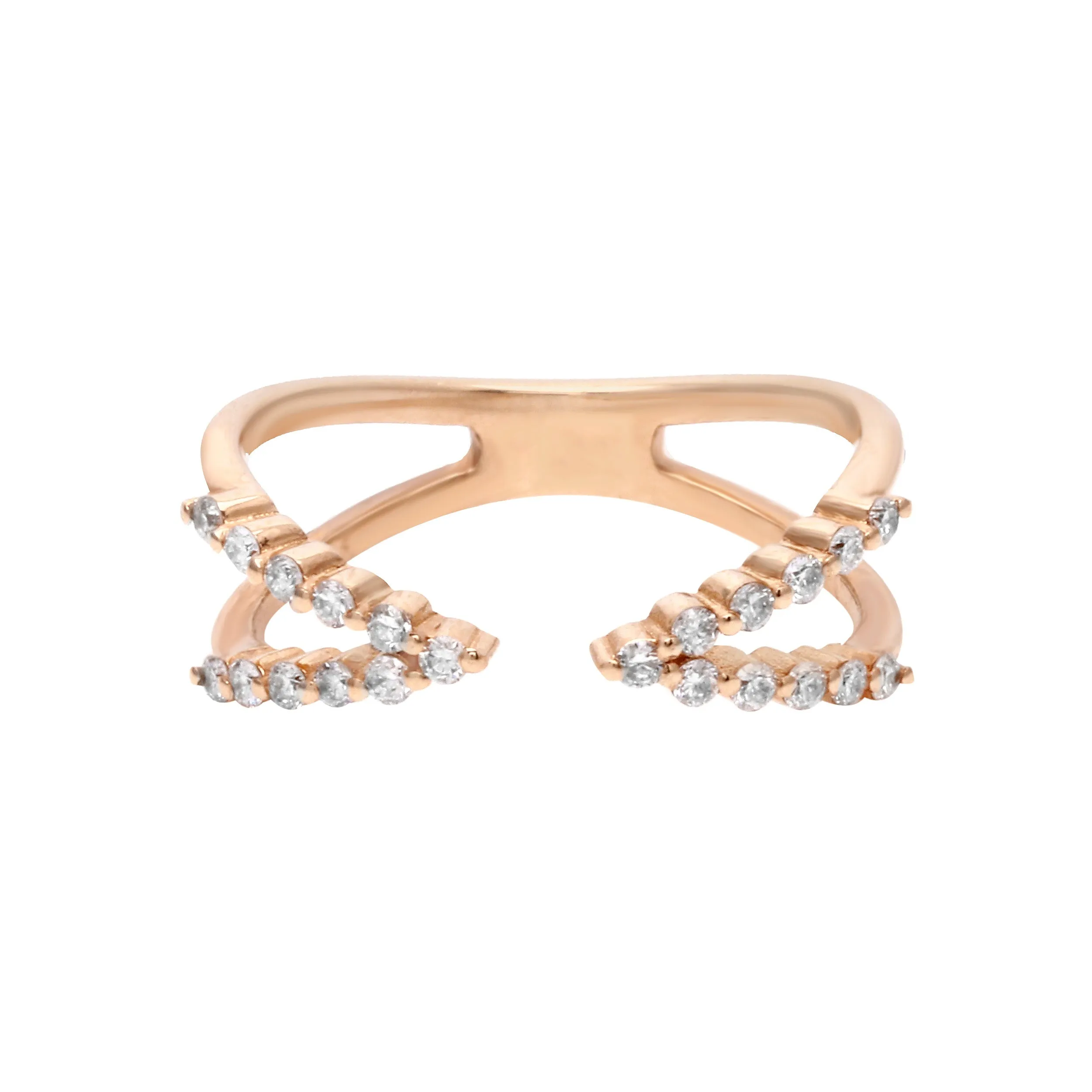 Diamond V Cuff Shaped Ring