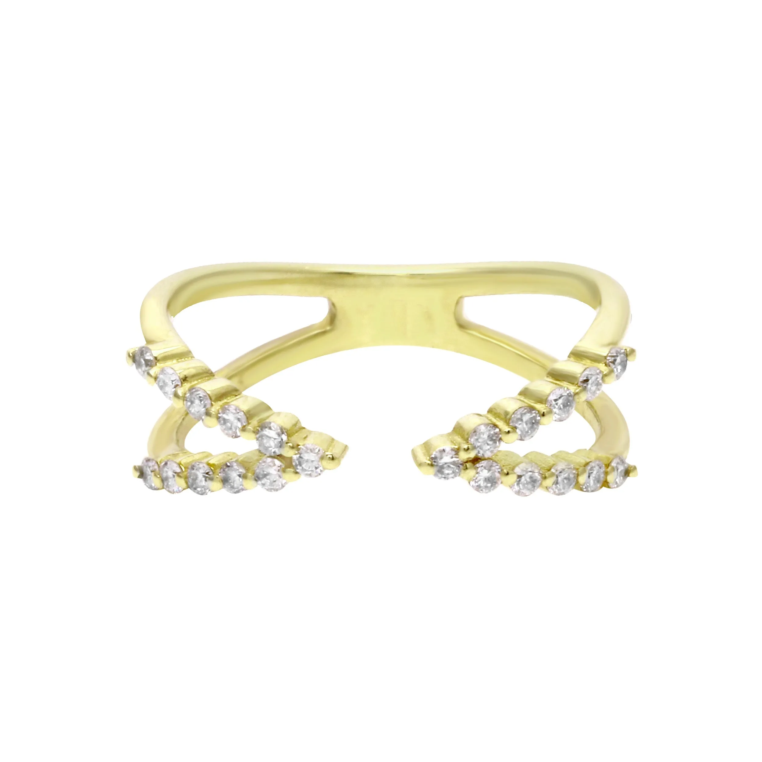 Diamond V Cuff Shaped Ring
