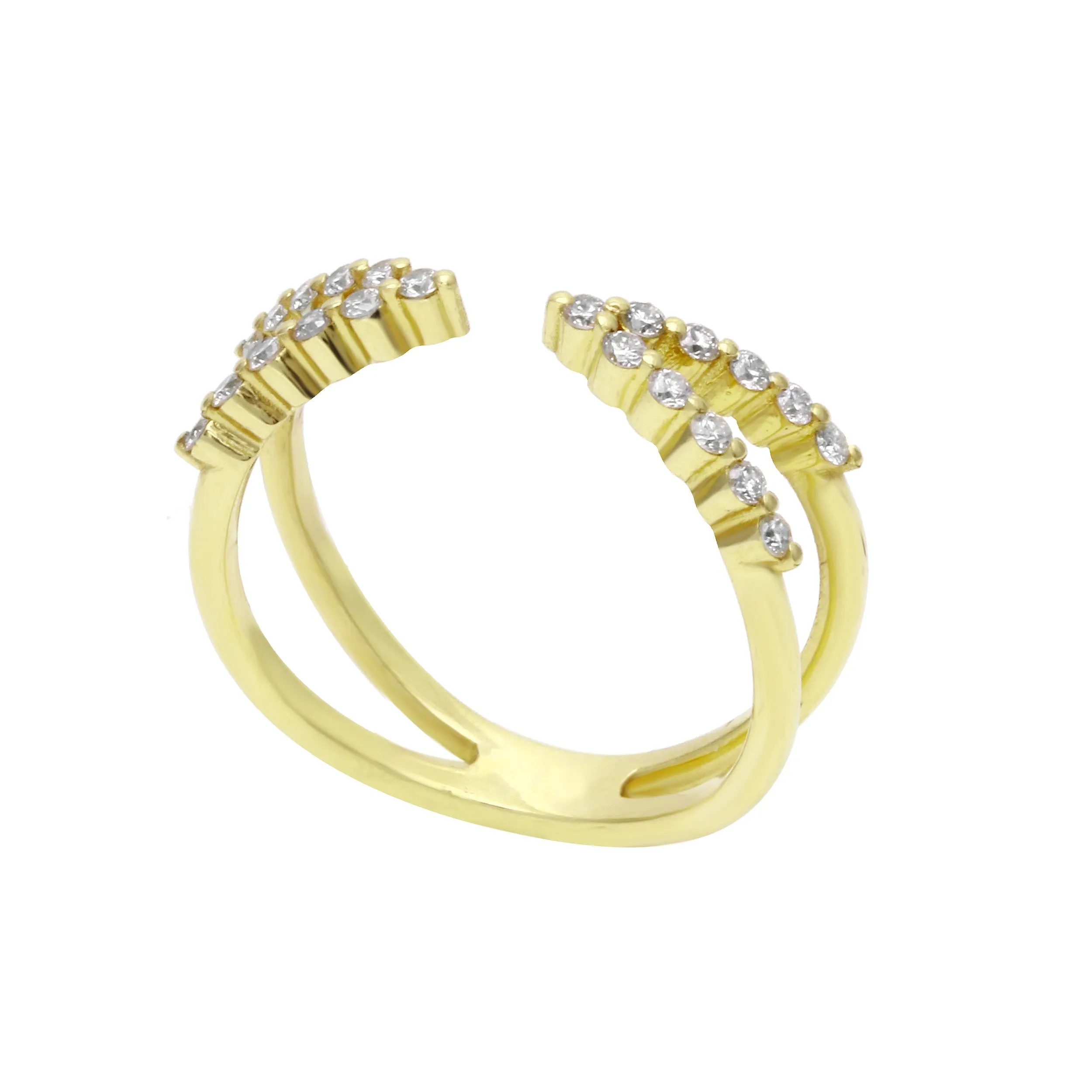 Diamond V Cuff Shaped Ring