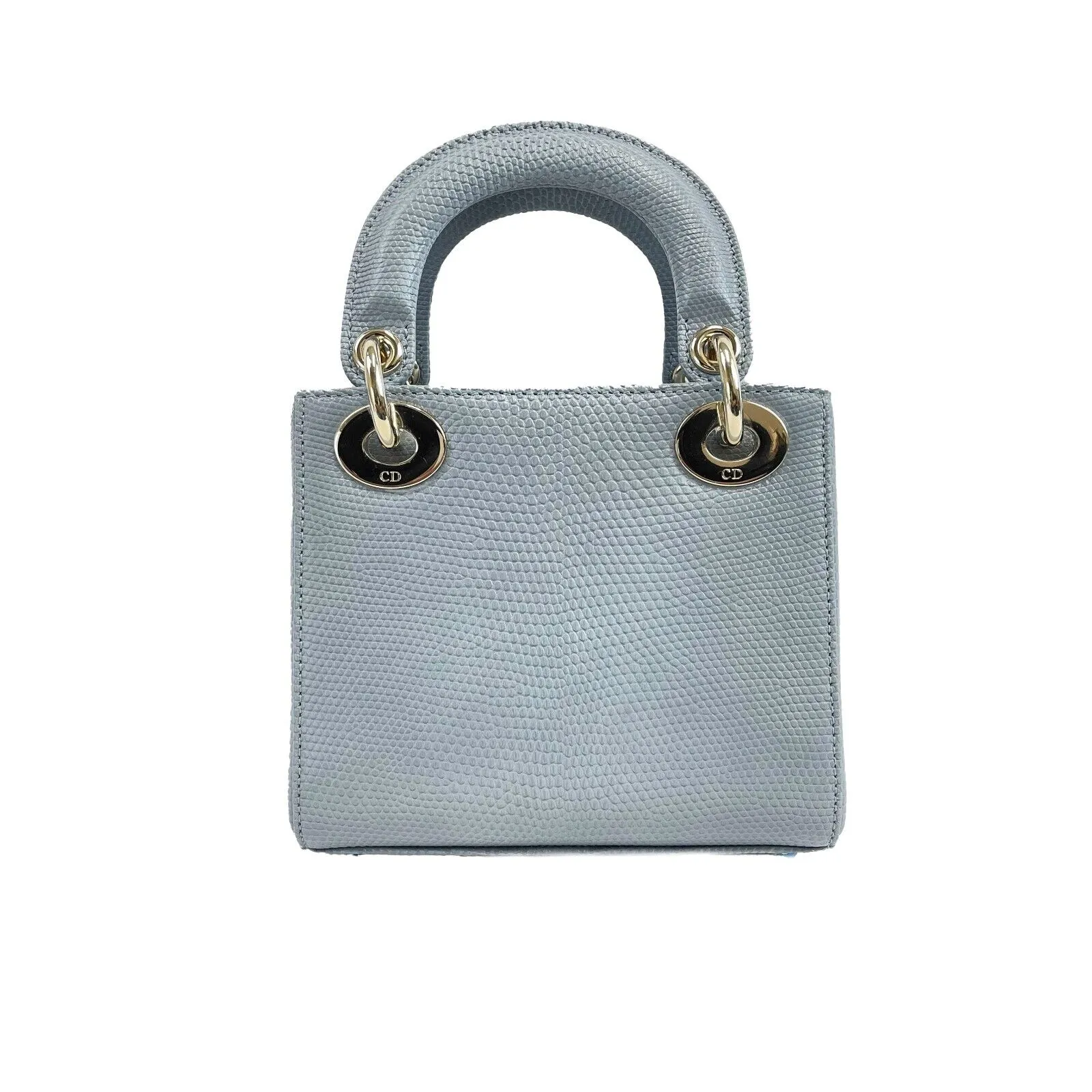 Dior - Mini Lizard Lady Dior - Light Blue Top Handle / Crossbody Chain Strap