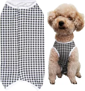 Dogs Recovery Suit Post Surgery Shirt for Puppy, Wound Protective Clothes for Little Animals(Black White Plaid-s)