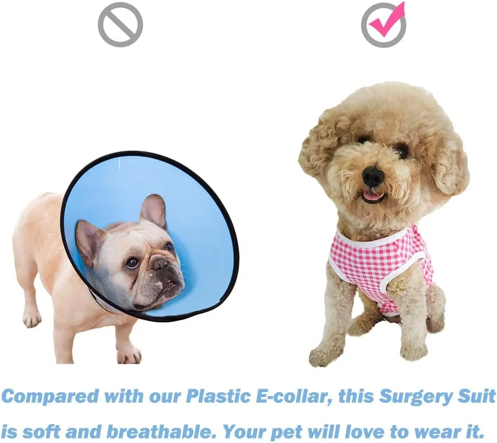 Dogs Recovery Suit Post Surgery Shirt for Puppy, Wound Protective Clothes for Little Animals(Black White Plaid-s)