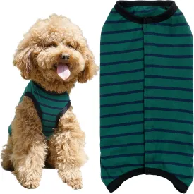 Dogs Recovery Suit Post Surgery Shirt for Puppy, Wound Protective Clothes for Little Animals(Green Black Stripe-s)