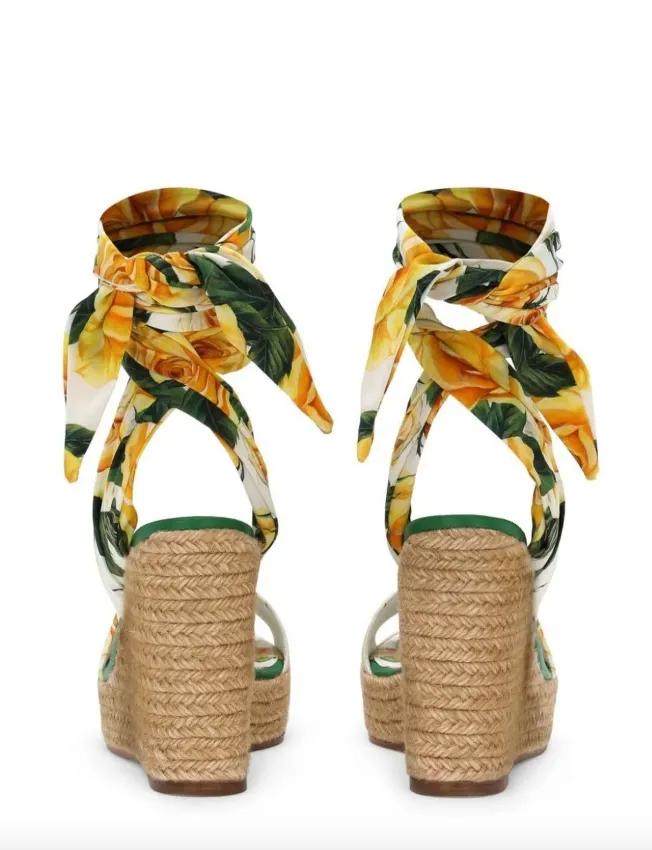 Dolce & Gabbana Floral Printed Ankle Strap Sandals