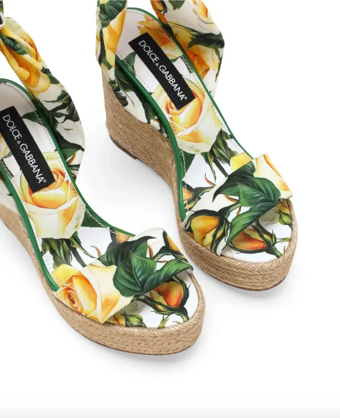 Dolce & Gabbana Floral Printed Ankle Strap Sandals