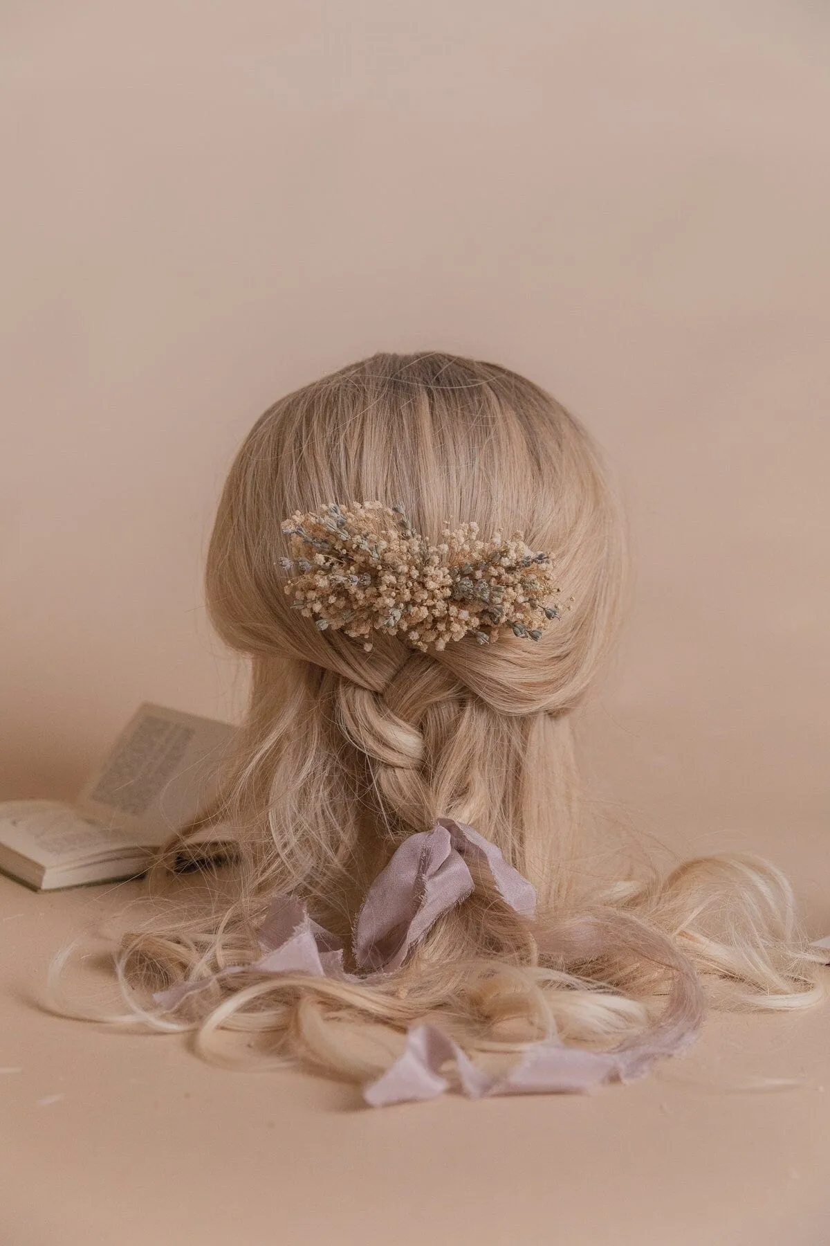 Dried Gypsophila & Dried Lavender Bridal Hair Comb / Wedding Hair Comb
