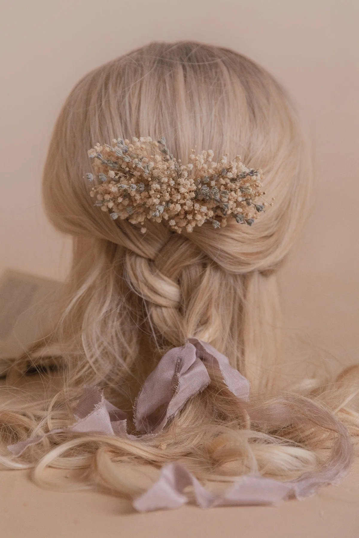 Dried Gypsophila & Dried Lavender Bridal Hair Comb / Wedding Hair Comb