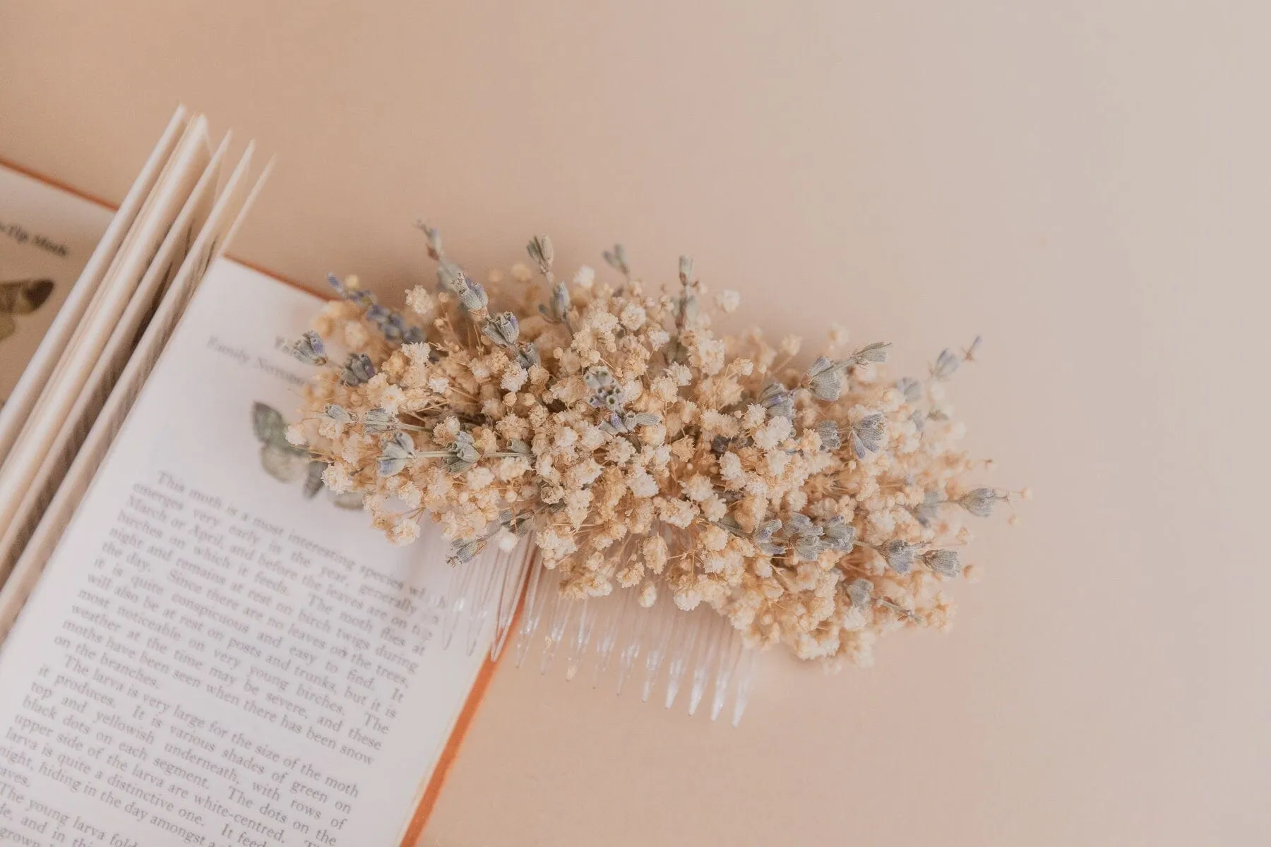 Dried Gypsophila & Dried Lavender Bridal Hair Comb / Wedding Hair Comb