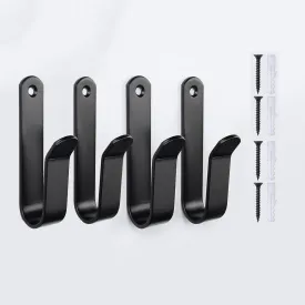 E I F E R 4-Pack Surfboard & Skateboard Hooks with Black Screws & Plugs, Heavy-Duty Metal Wall Mount Hangers for Snowboards, Skateboards, and More