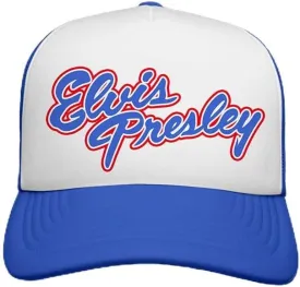 Elvis Presley Unisex's Standard Official Merch Blue/White Logo Trucker Hat