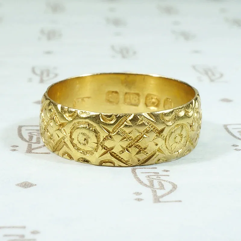 Engraved English Cigar Band in 18ct Gold