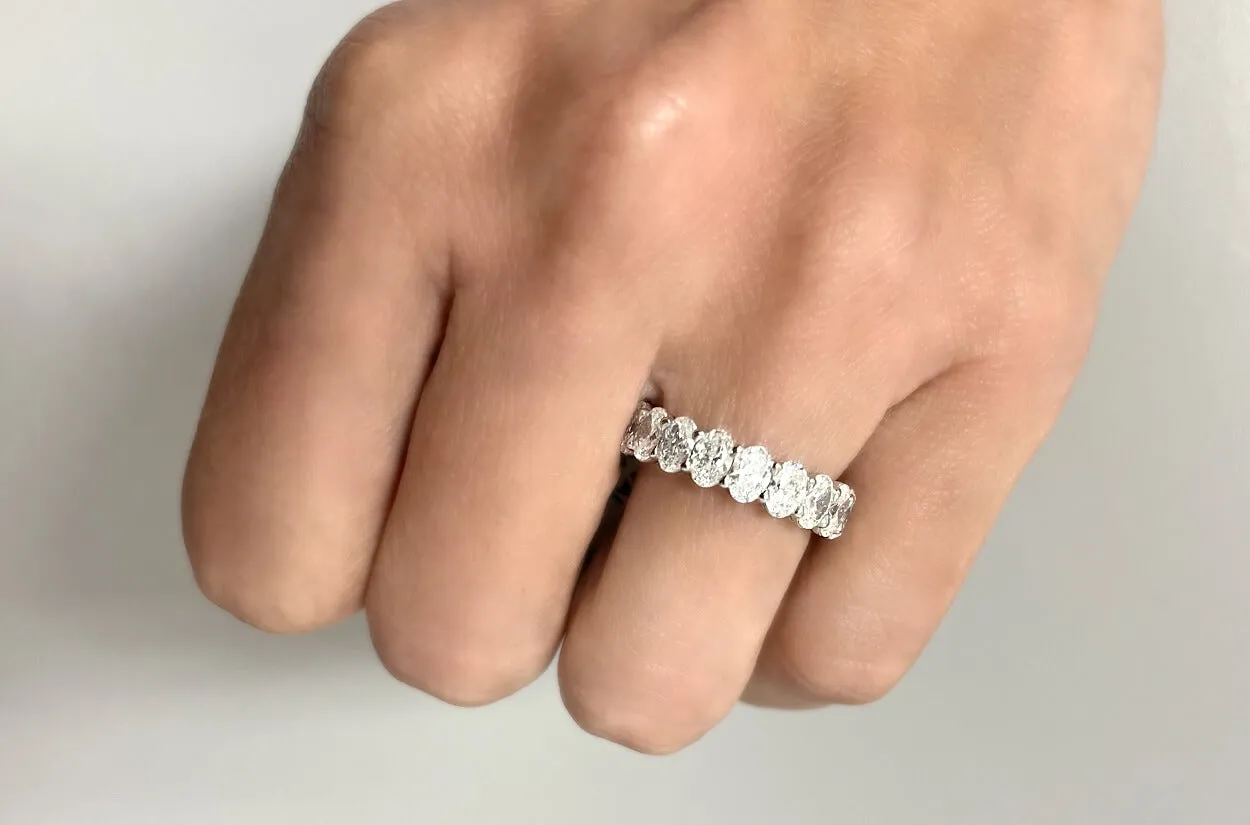 Eternity Ring 4.54 cts Oval Cut Diamonds & Platinum