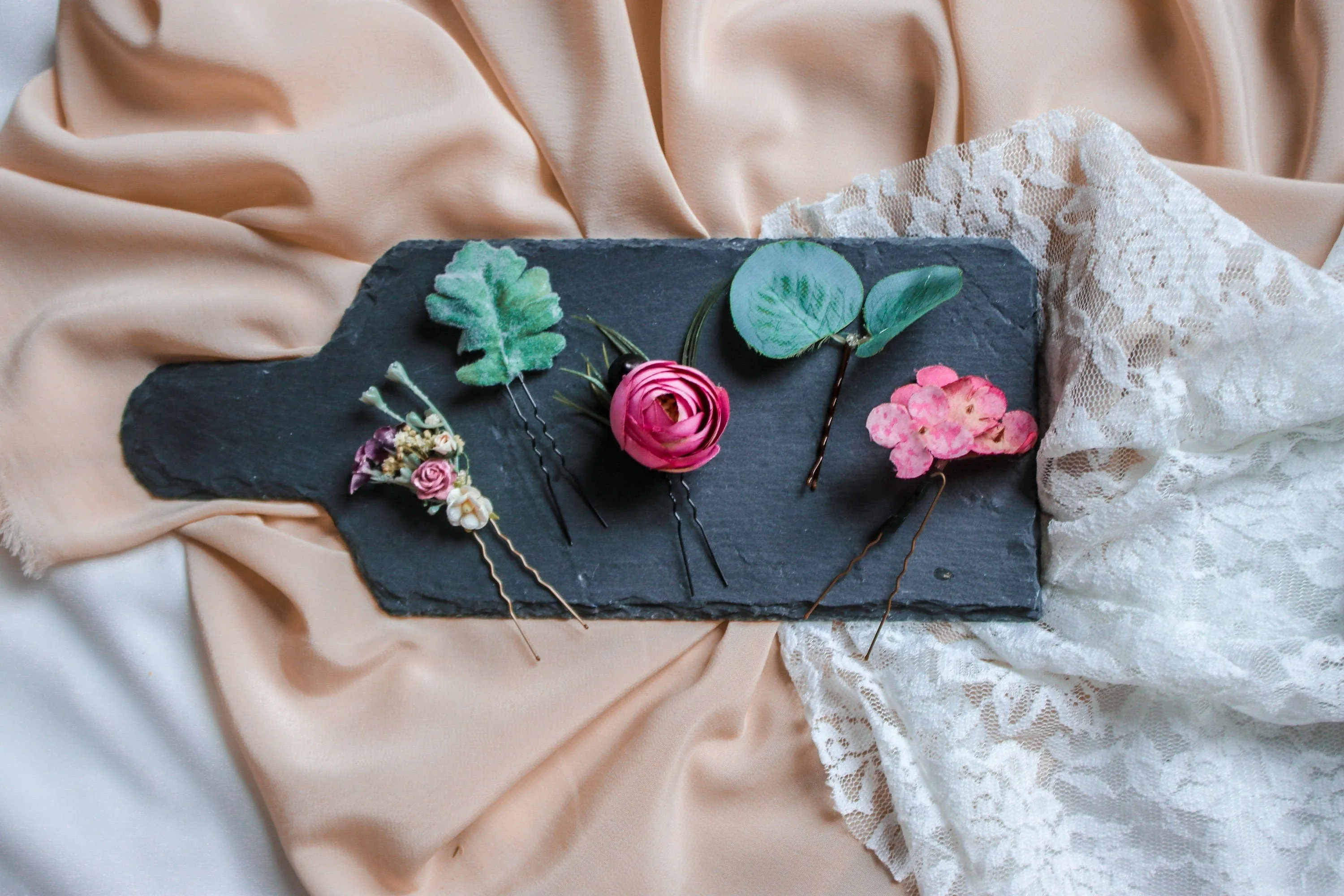 Eucalyptus Rose Hair Pin Set 5 Piece