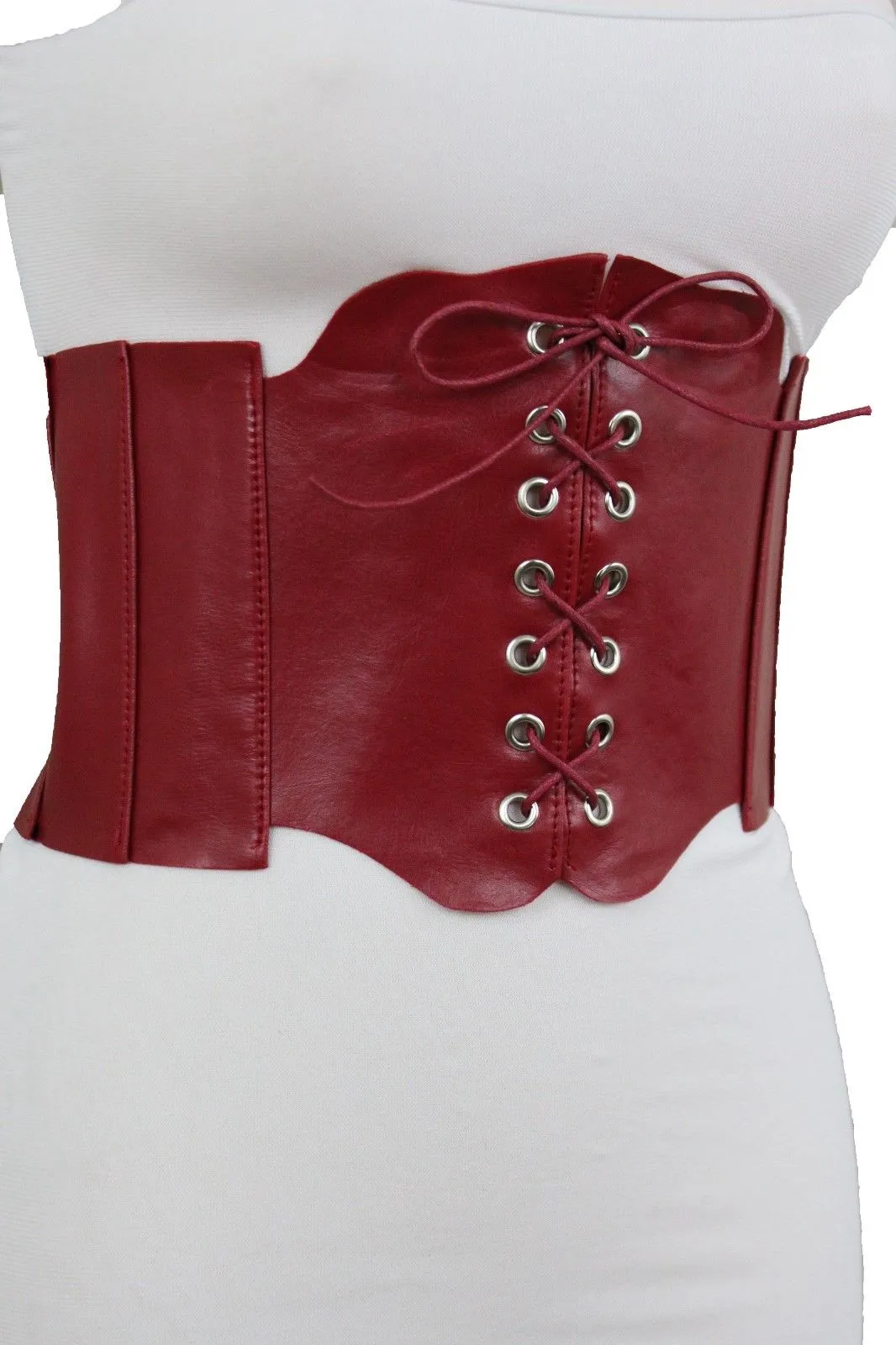 Faux Leather Wide Sexy High Waisted Corset Belt
