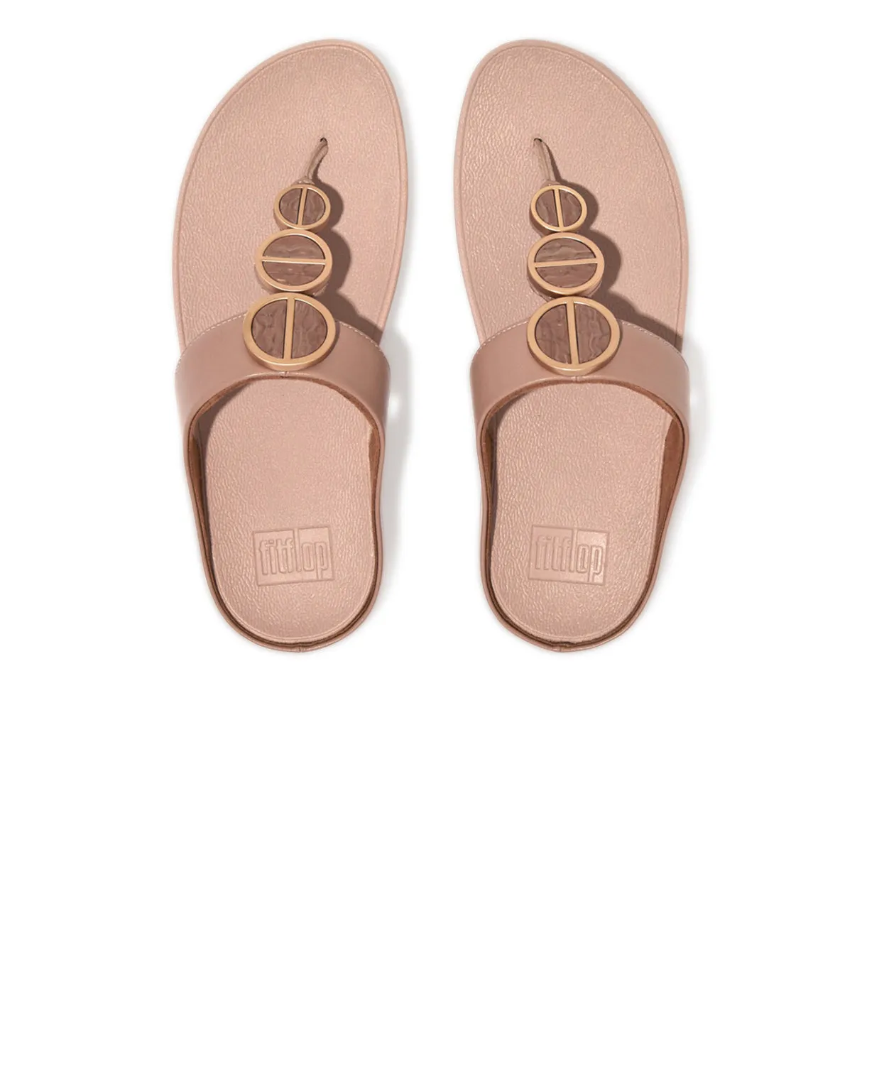 FitFlop Halo Metallic Trim Toe Post Sandals Beige