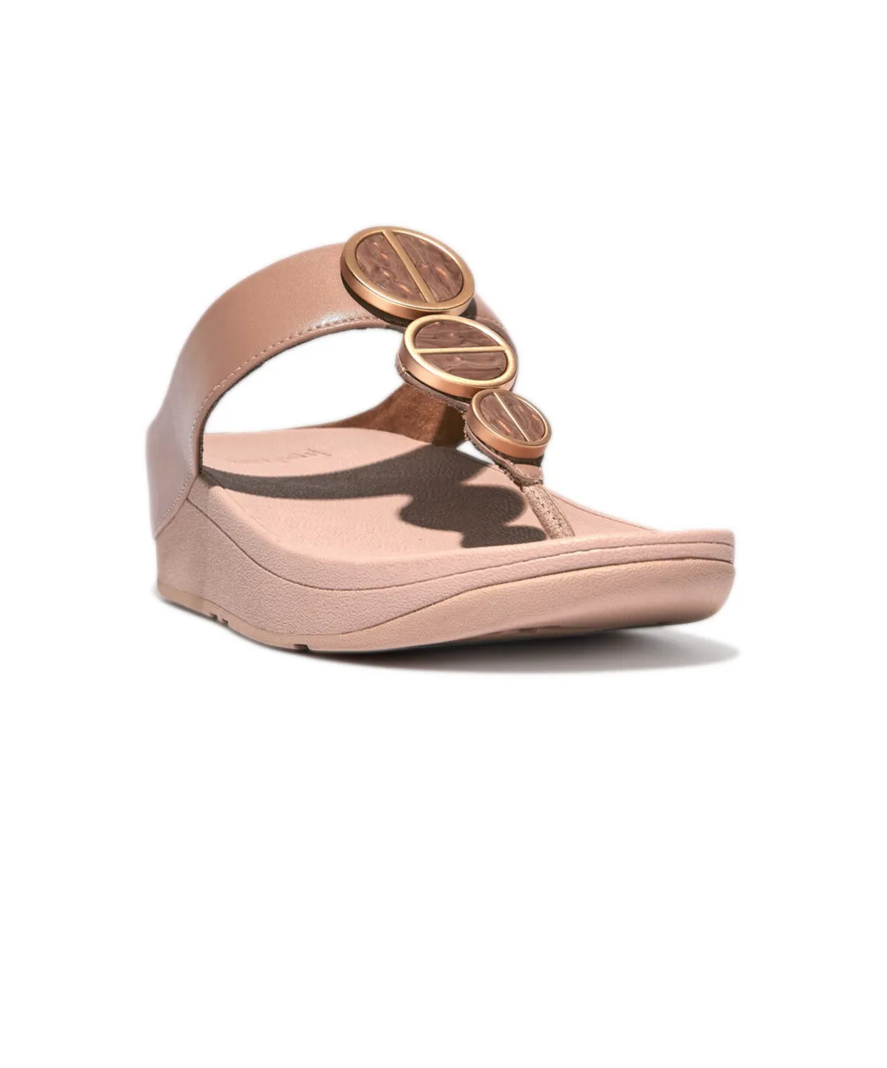 FitFlop Halo Metallic Trim Toe Post Sandals Beige