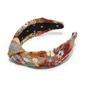 Floral Rust Brocade Knotted Headband
