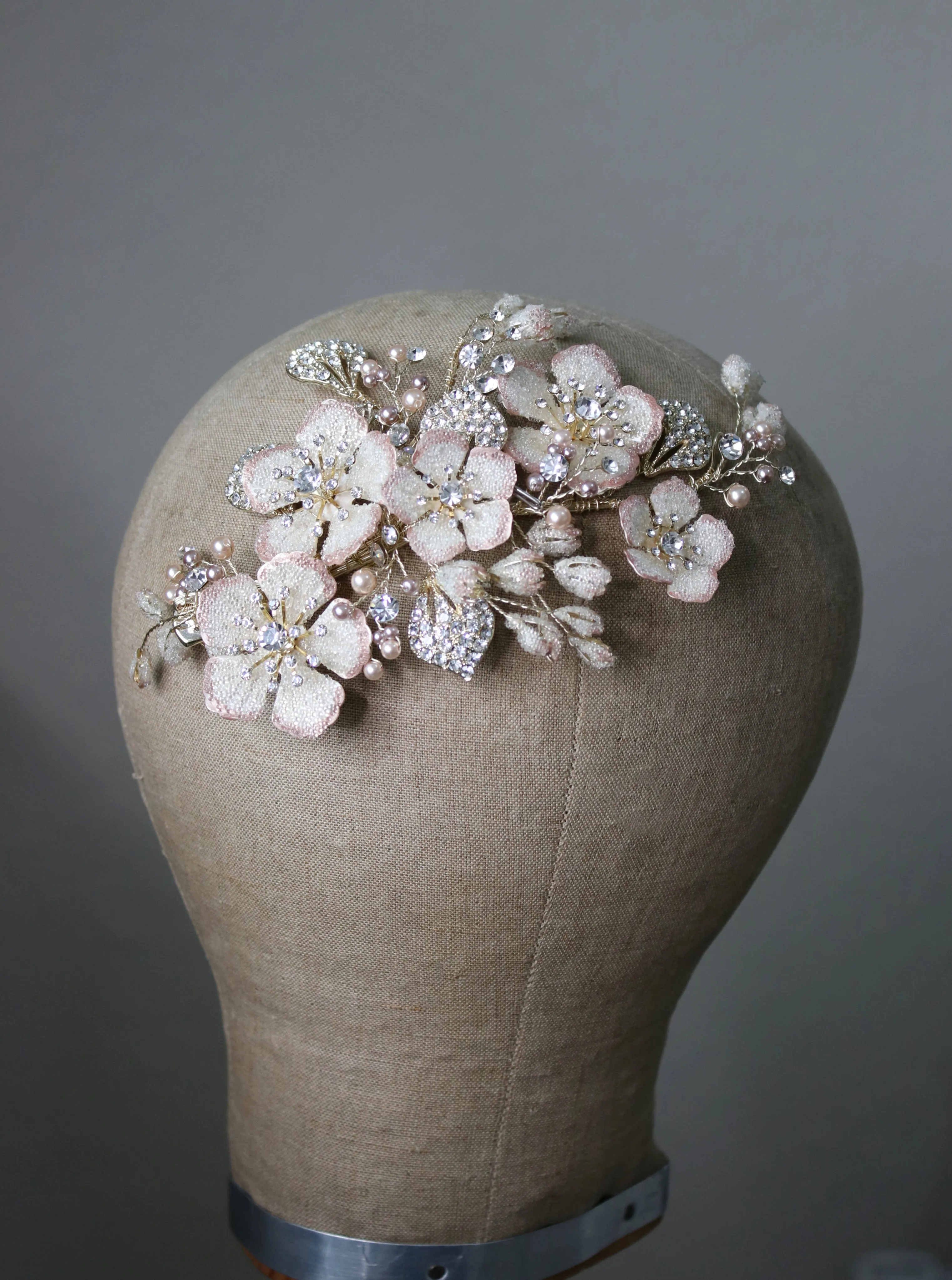 FLORIANA Gilded Floral and Crystal Bridal Headpiece