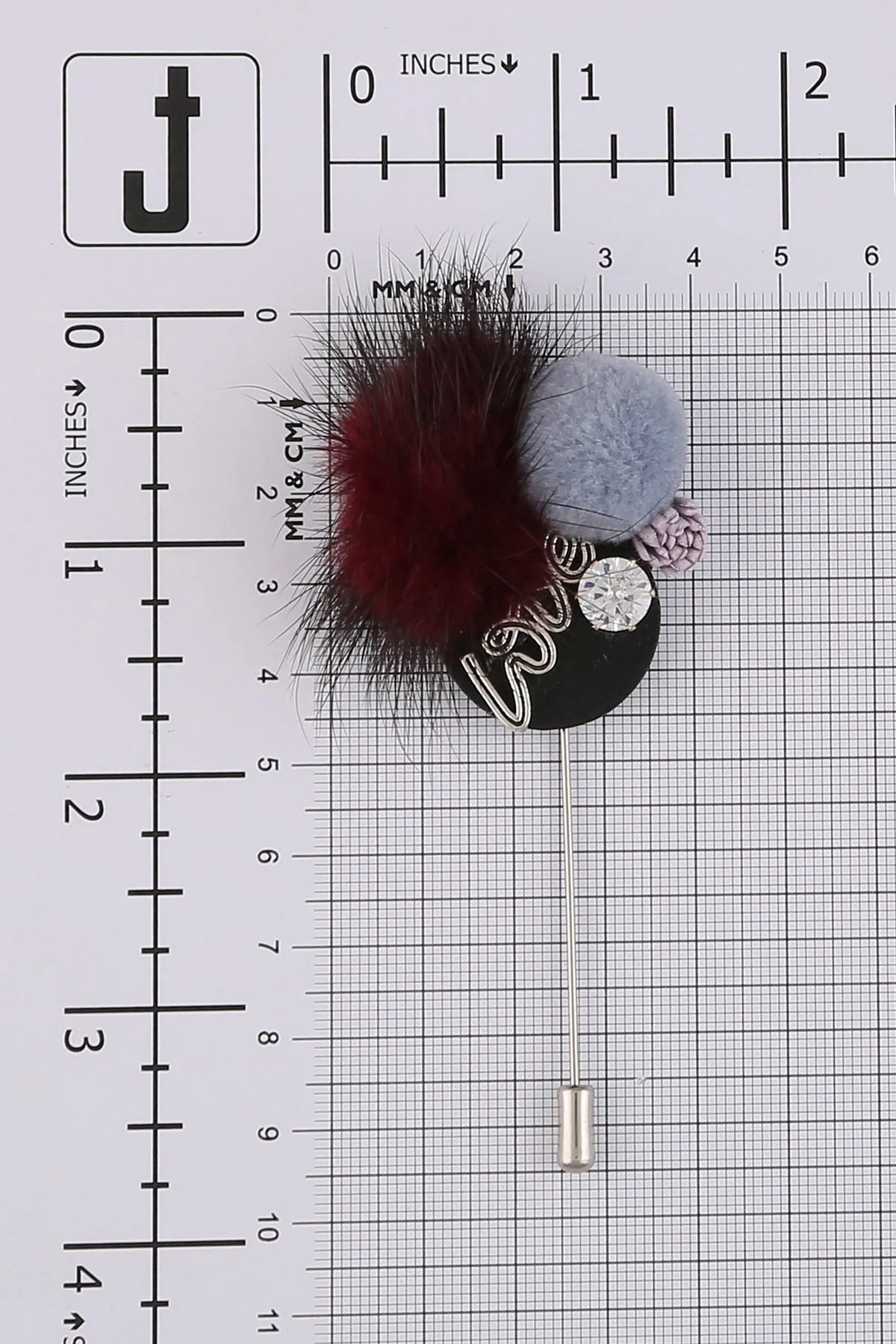 Furry Pom Pom Diamond Decorative Lapel Pin
