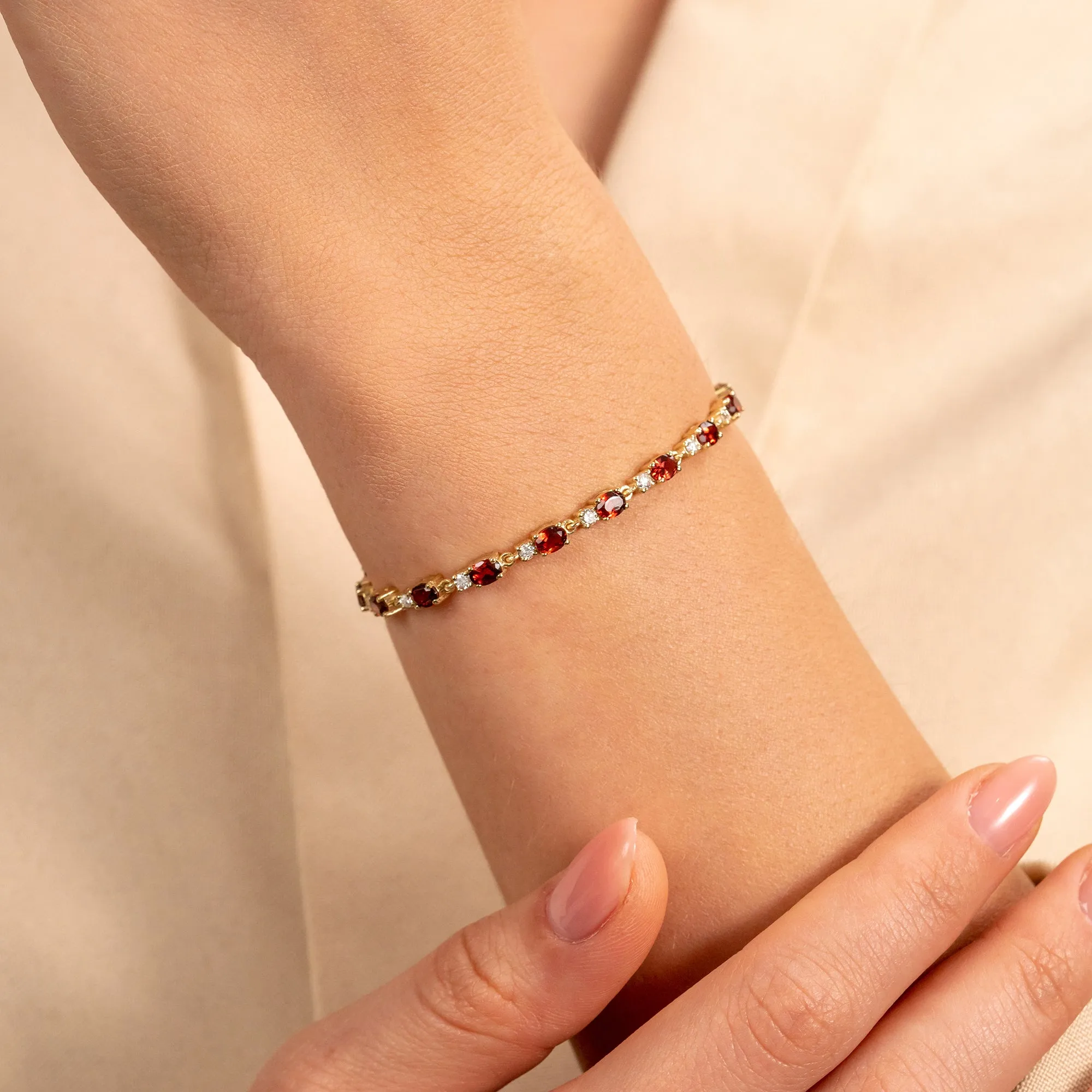 Garnet & Diamond Eternity Bracelet, Ivy