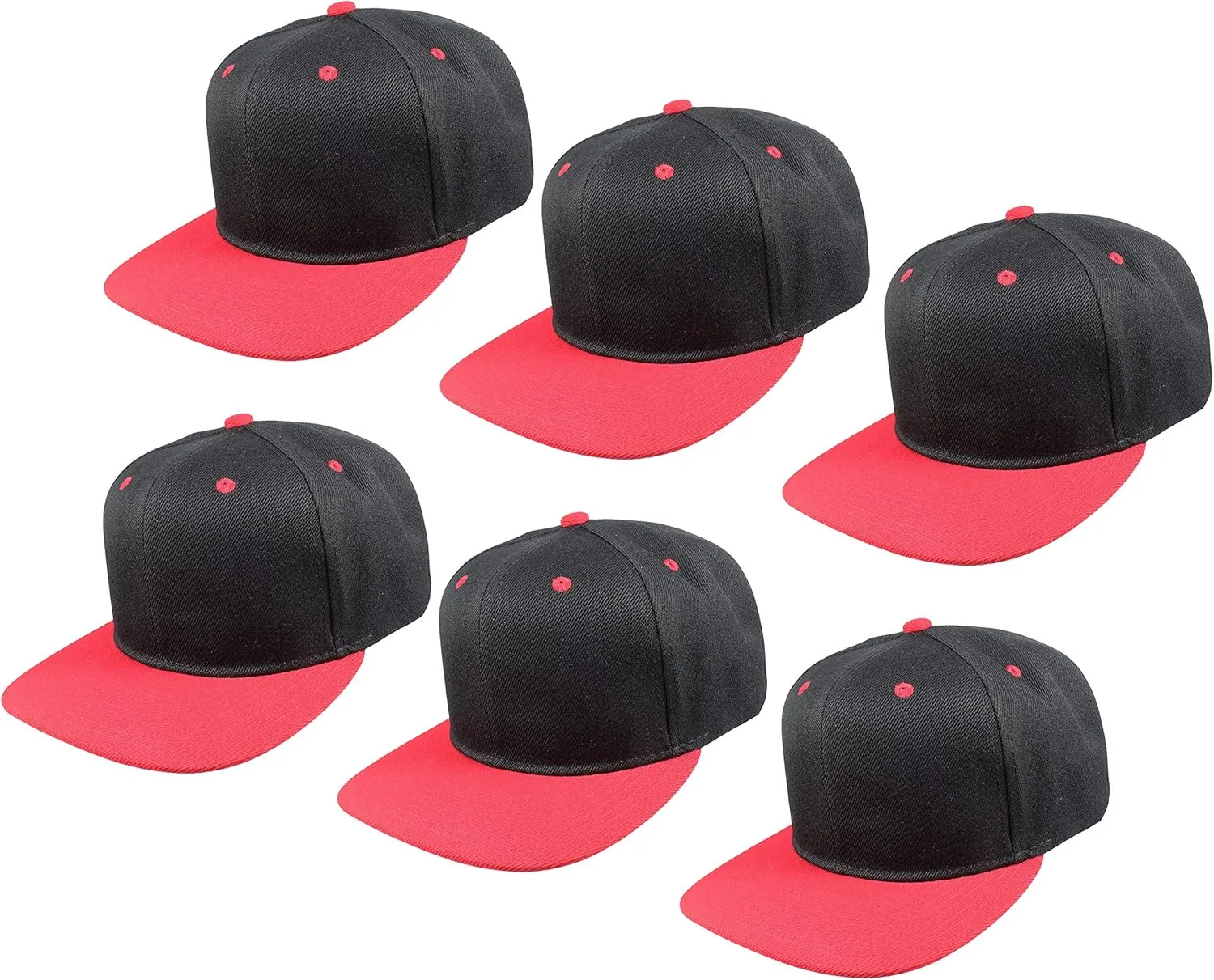 Gelante Plain Blank Flat Brim Adjustable Snapback Baseball Caps LOT 6 Pack