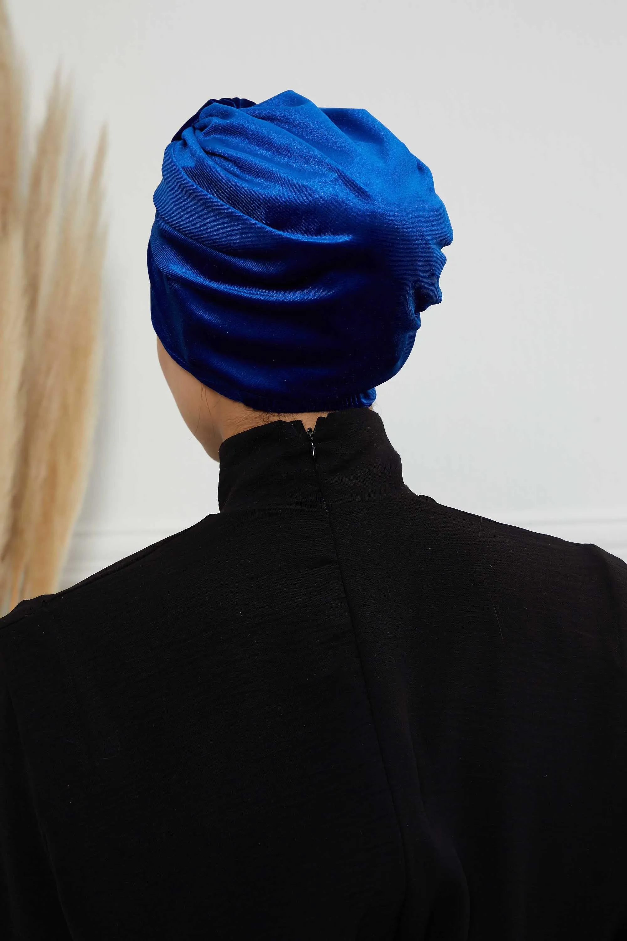 Glamour Knot Velvet Pre-Tied Turban, Super Soft Handmade Instant Turban Head Cover for Women, Velvet Winter Hat, Comfy Chemo Headwear,B-68K