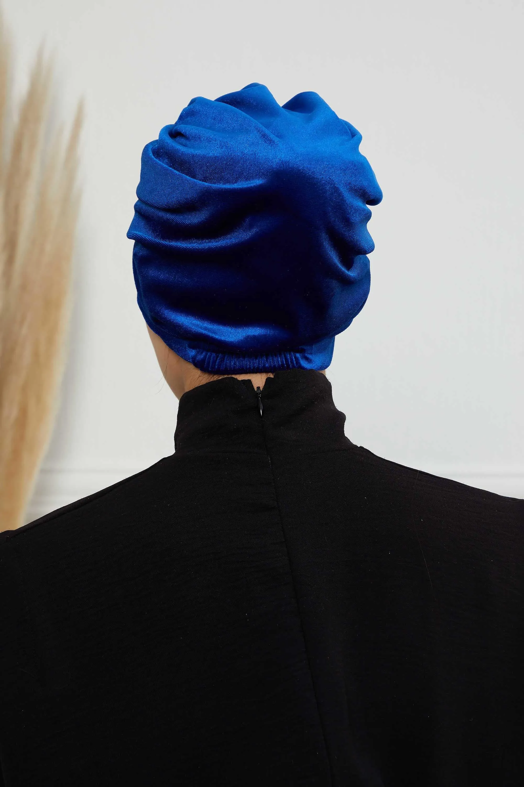 Glamour Knot Velvet Pre-Tied Turban, Super Soft Handmade Instant Turban Head Cover for Women, Velvet Winter Hat, Comfy Chemo Headwear,B-68K
