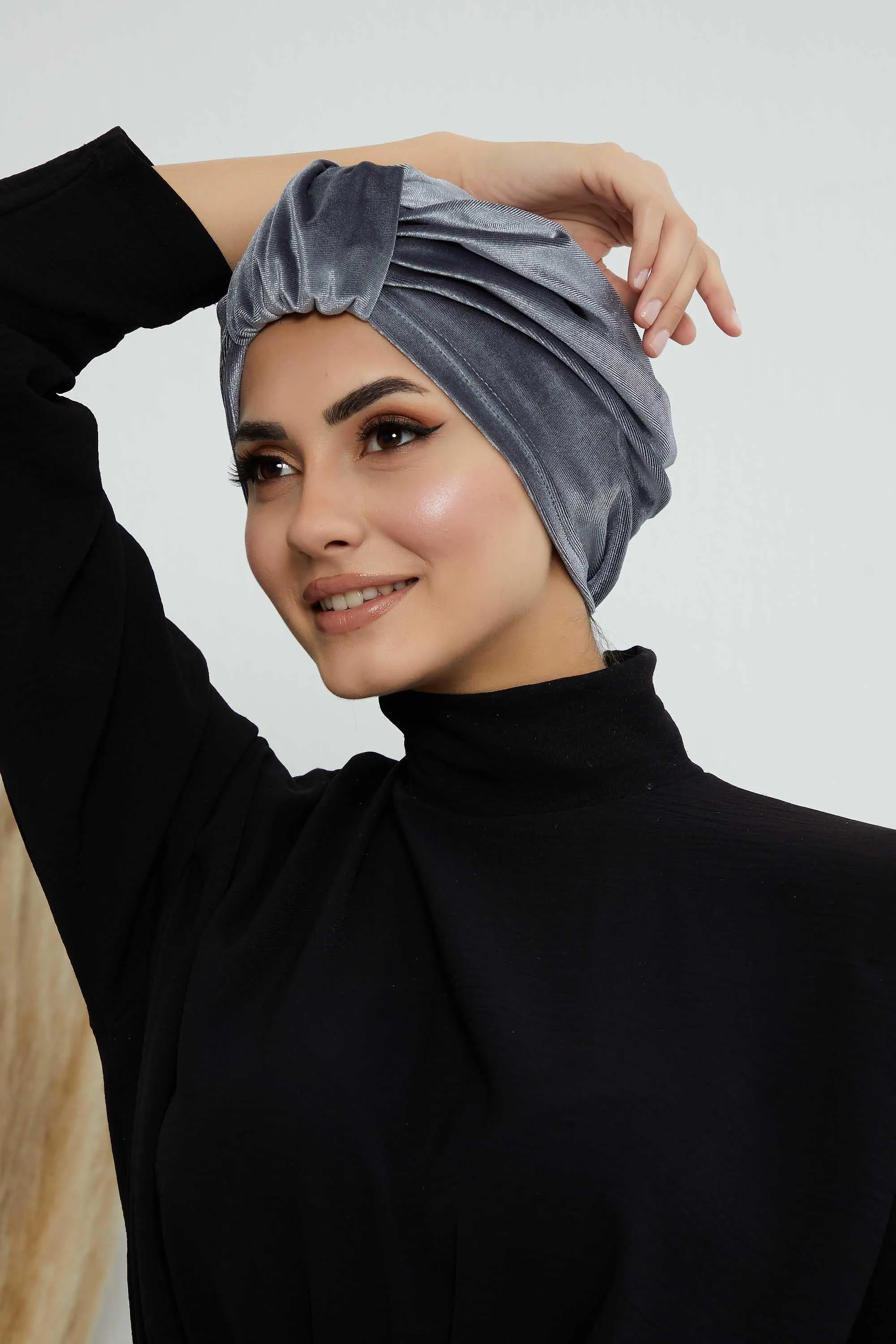 Glamour Knot Velvet Pre-Tied Turban, Super Soft Handmade Instant Turban Head Cover for Women, Velvet Winter Hat, Comfy Chemo Headwear,B-68K