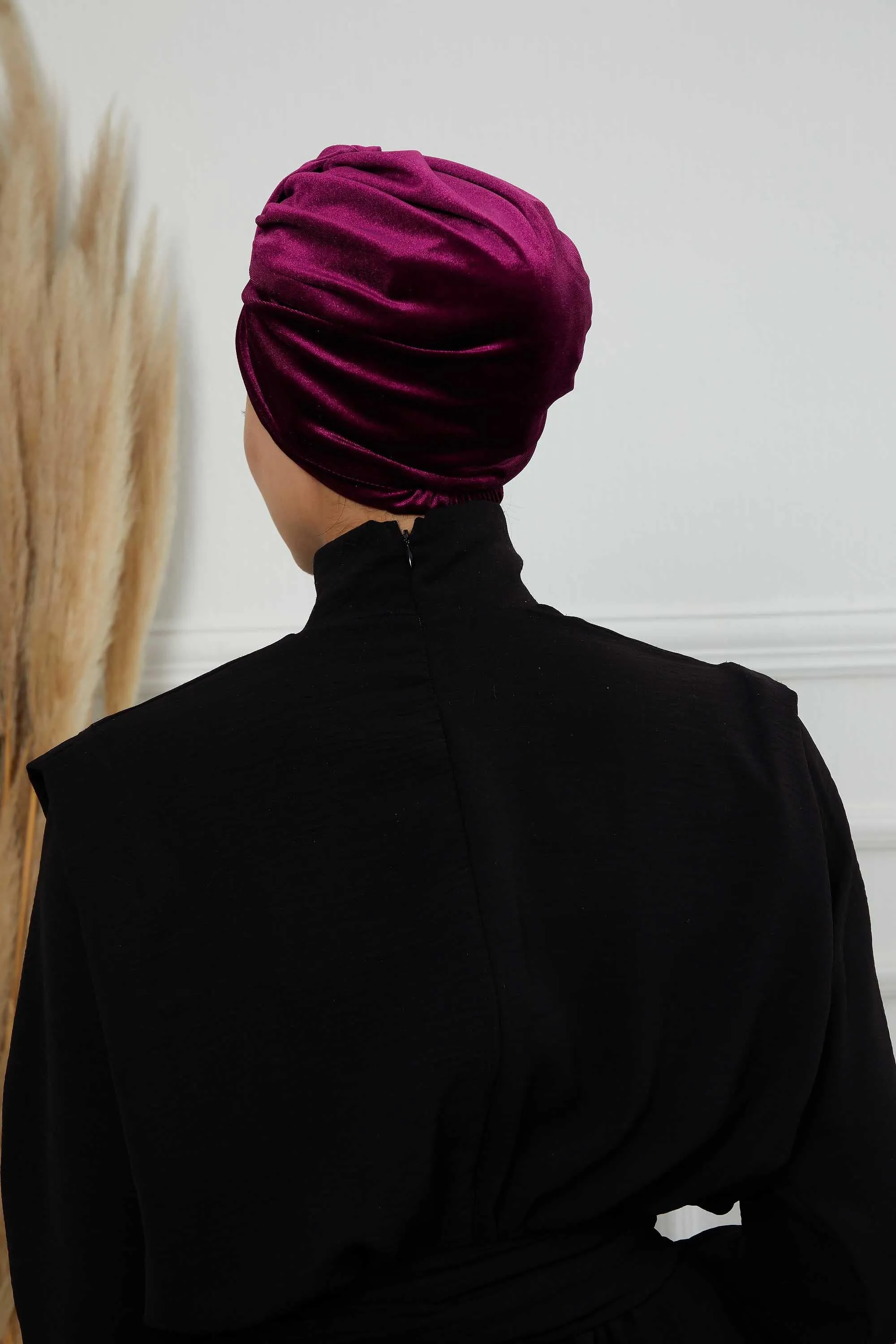 Glamour Knot Velvet Pre-Tied Turban, Super Soft Handmade Instant Turban Head Cover for Women, Velvet Winter Hat, Comfy Chemo Headwear,B-68K