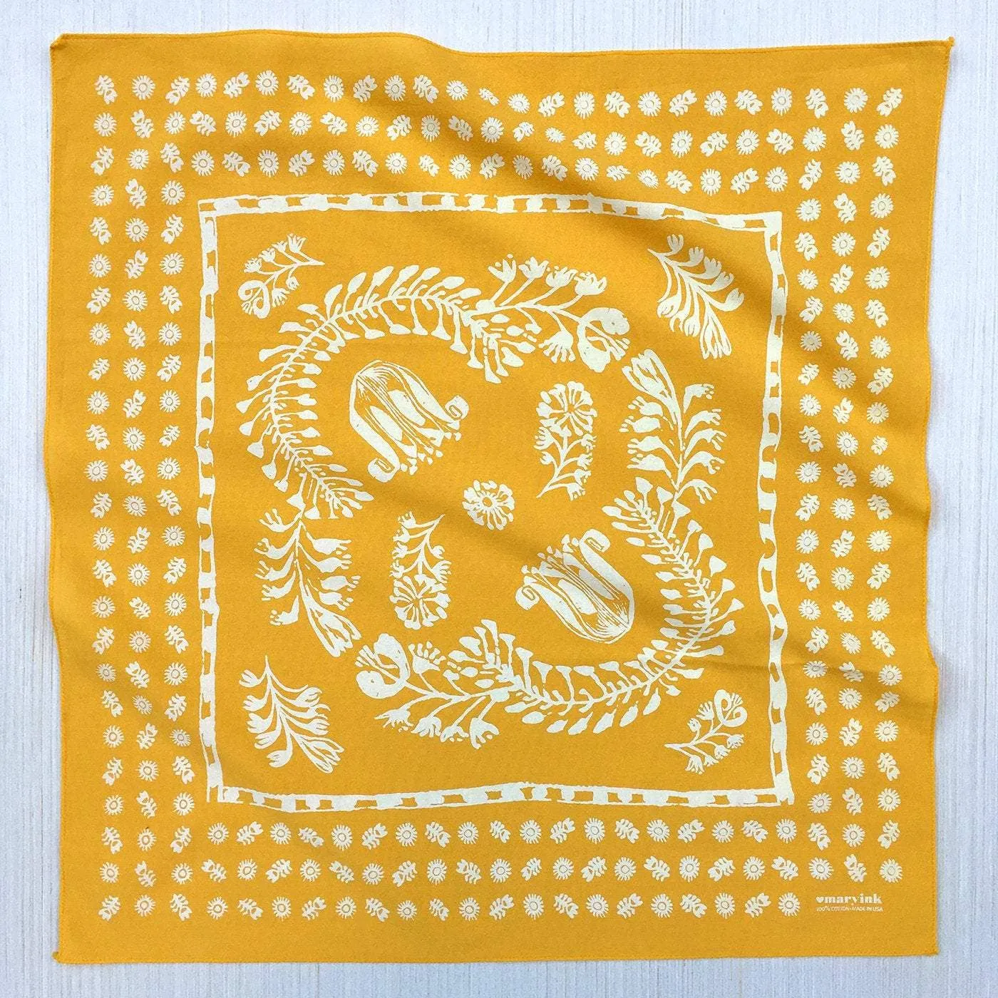 Golden Yellow Floral Bandana