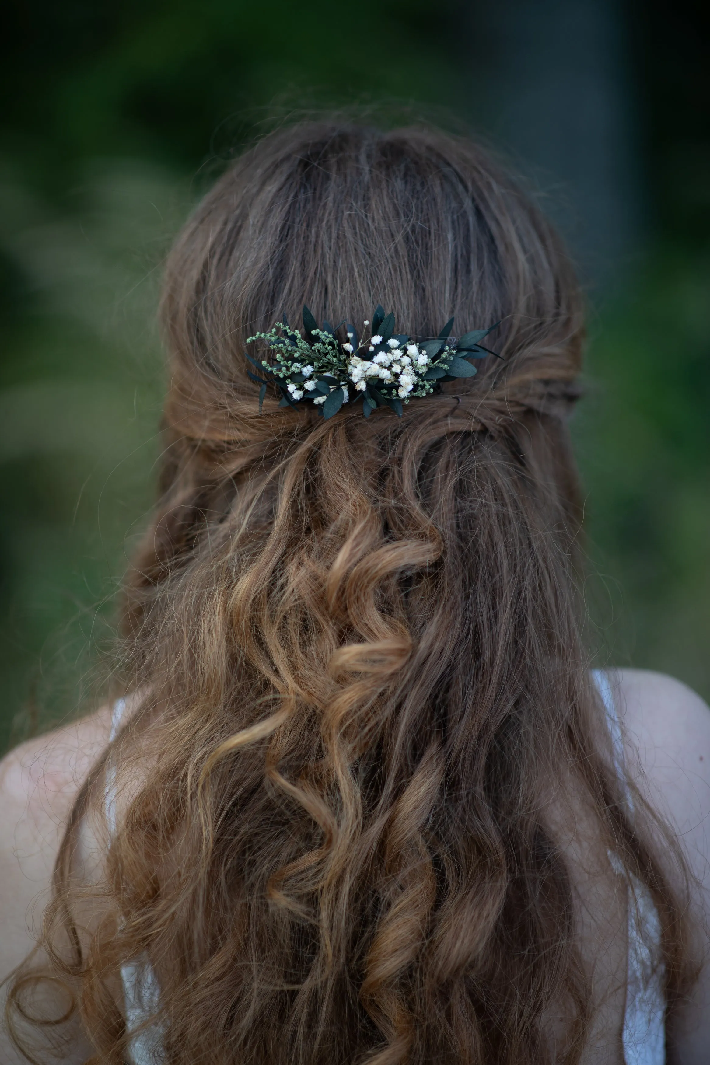 Greenery mini flower hair comb Wedding hair comb Baby's breath Bridal accessories Greenery flower hair comb Magaela Natural