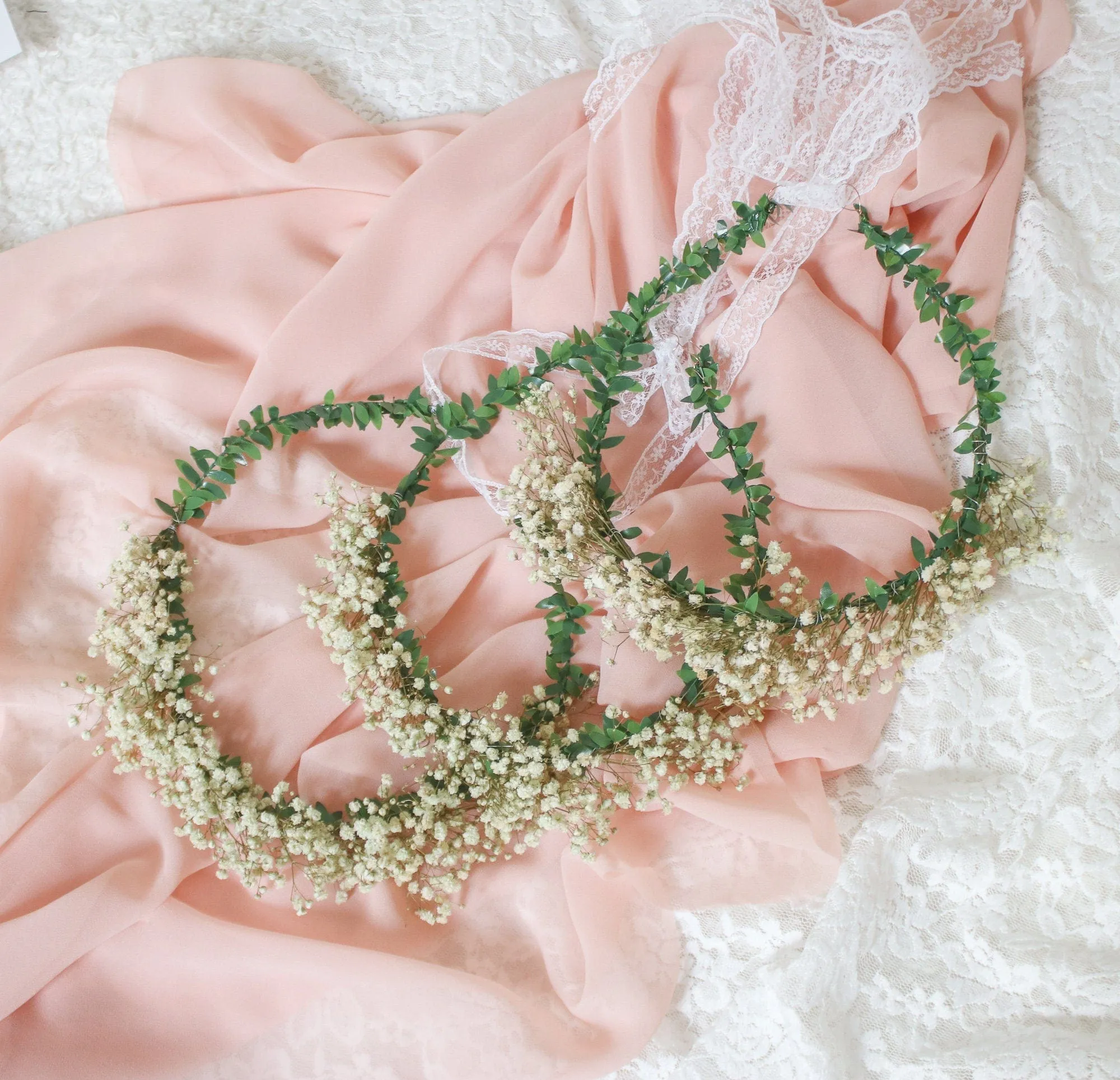 Gypsohila (baby's breath) Dried Flower Crown, Bridal Crown, Ivy Hair crown, Dried flower bridesmaid wreath, Wedding crown, Gypsophila crown
