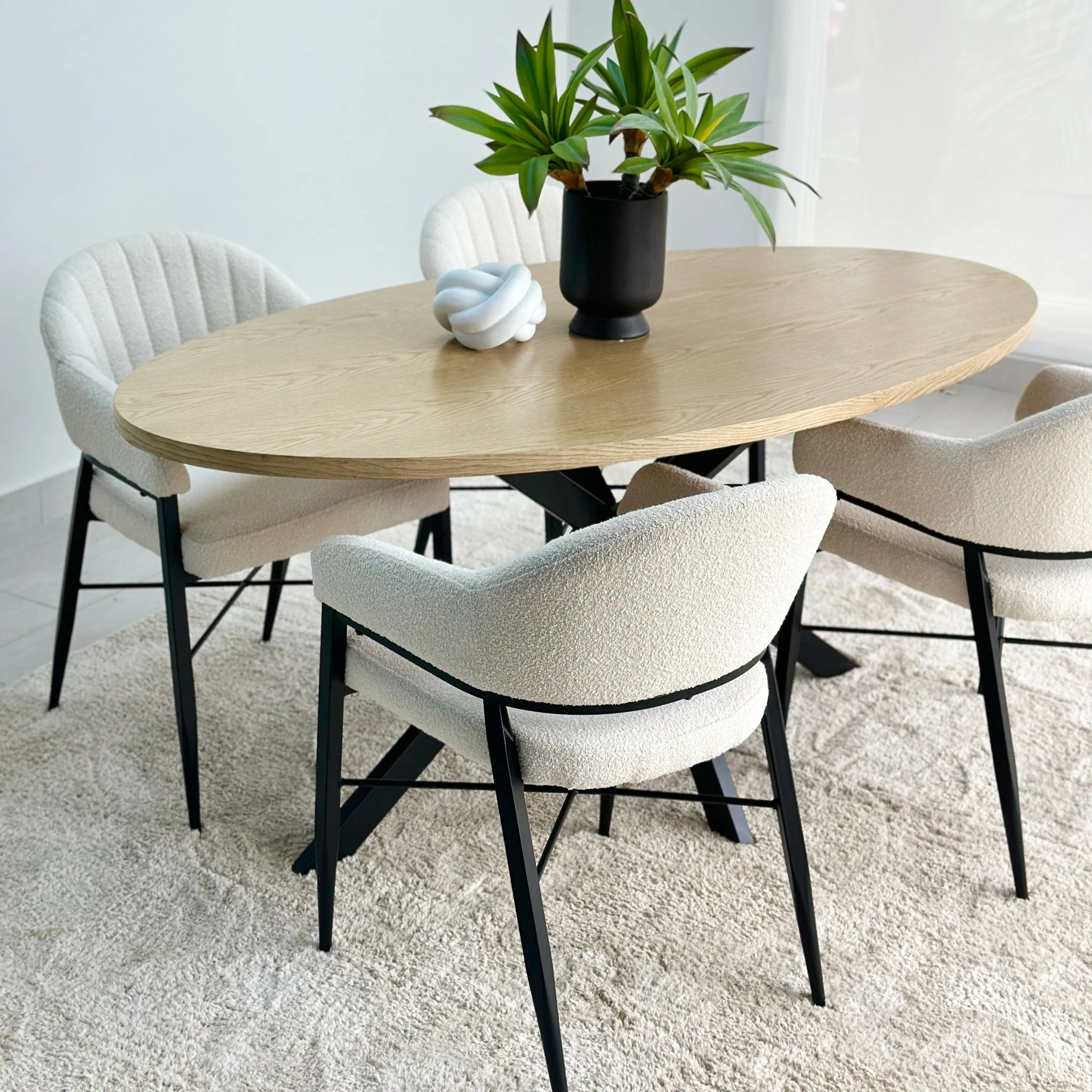 Harmonic Natural Top Oval Dining Table