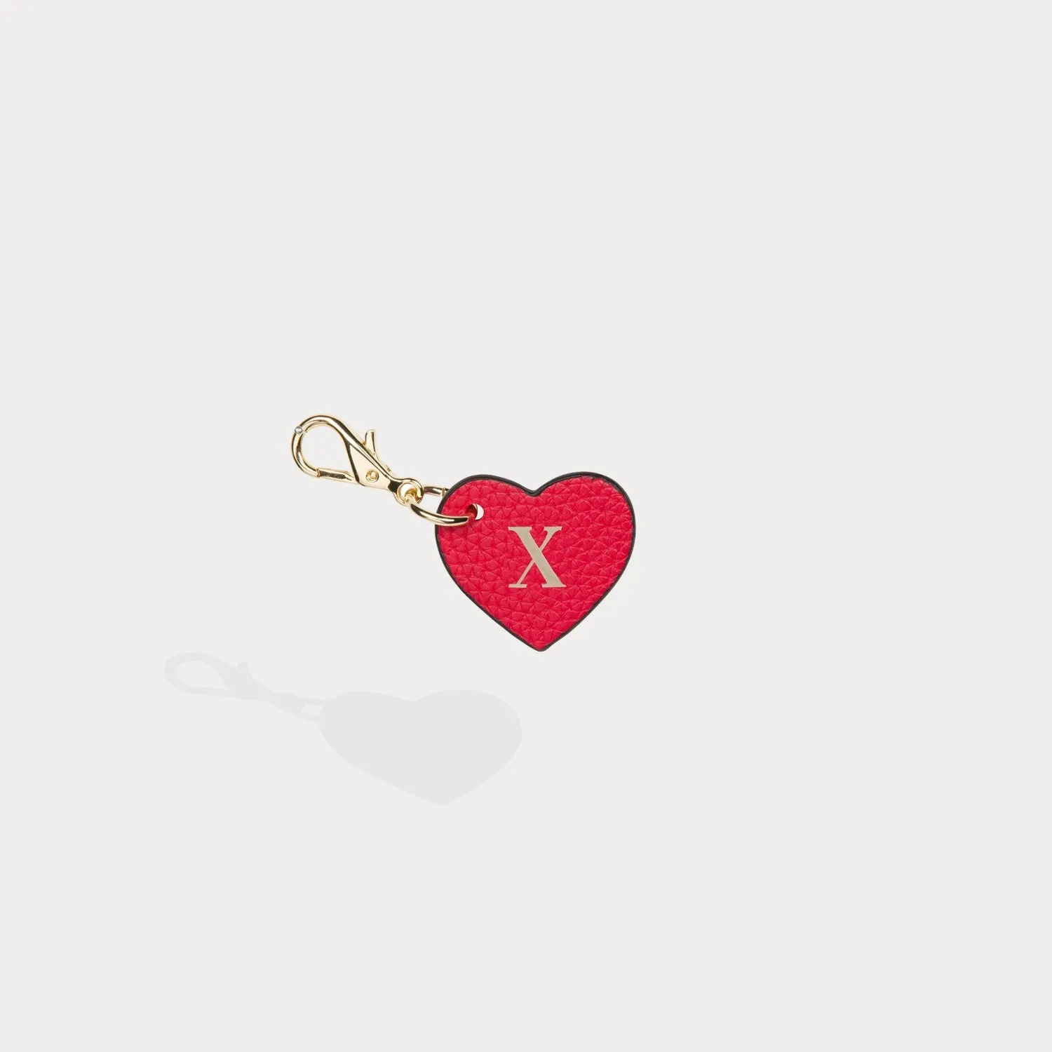 Heart Initial Charm - Red/Gold
