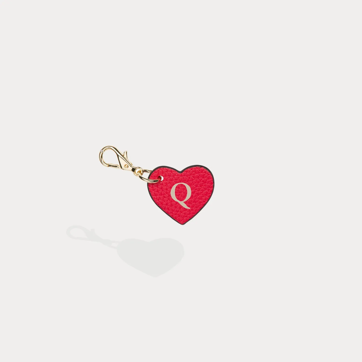Heart Initial Charm - Red/Gold