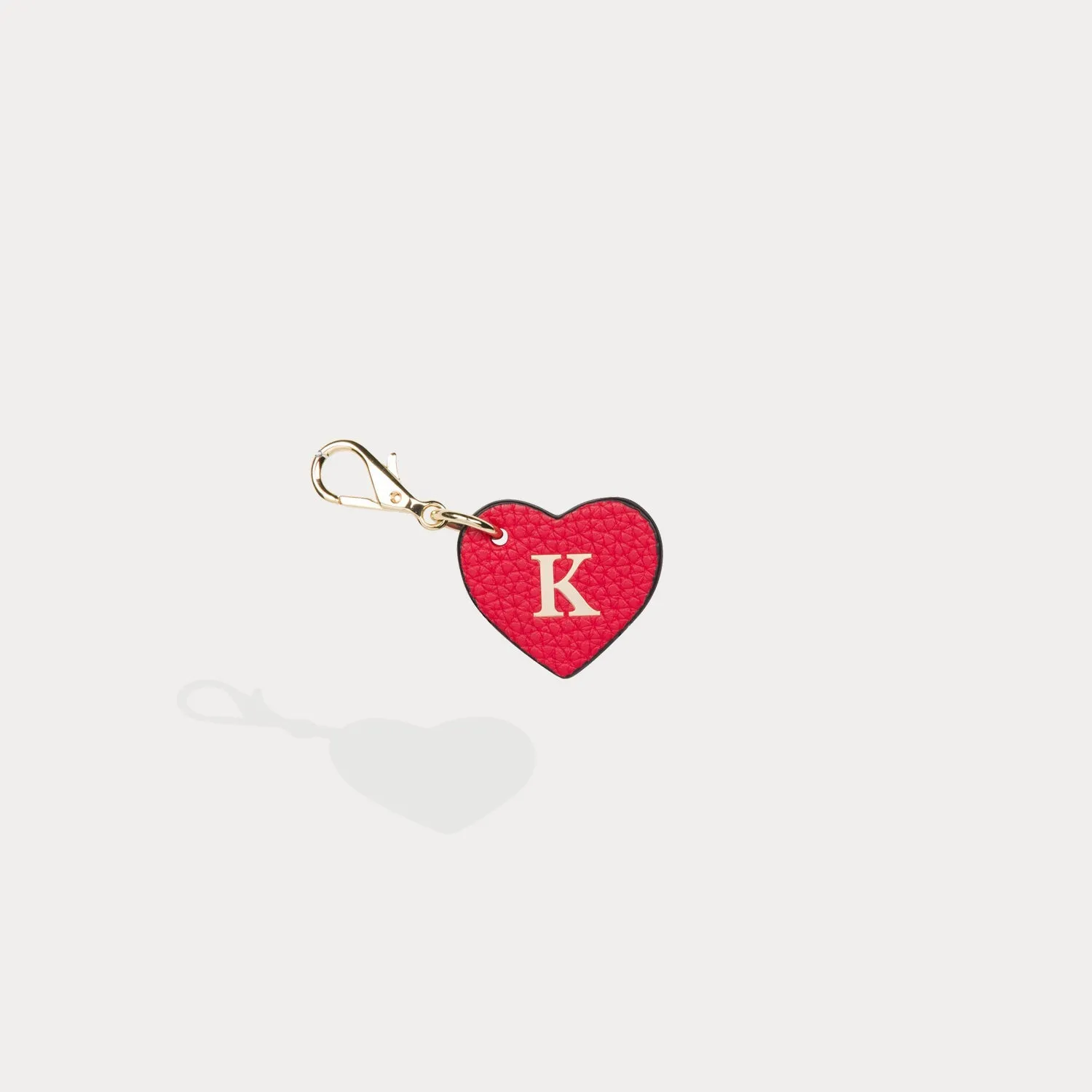 Heart Initial Charm - Red/Gold