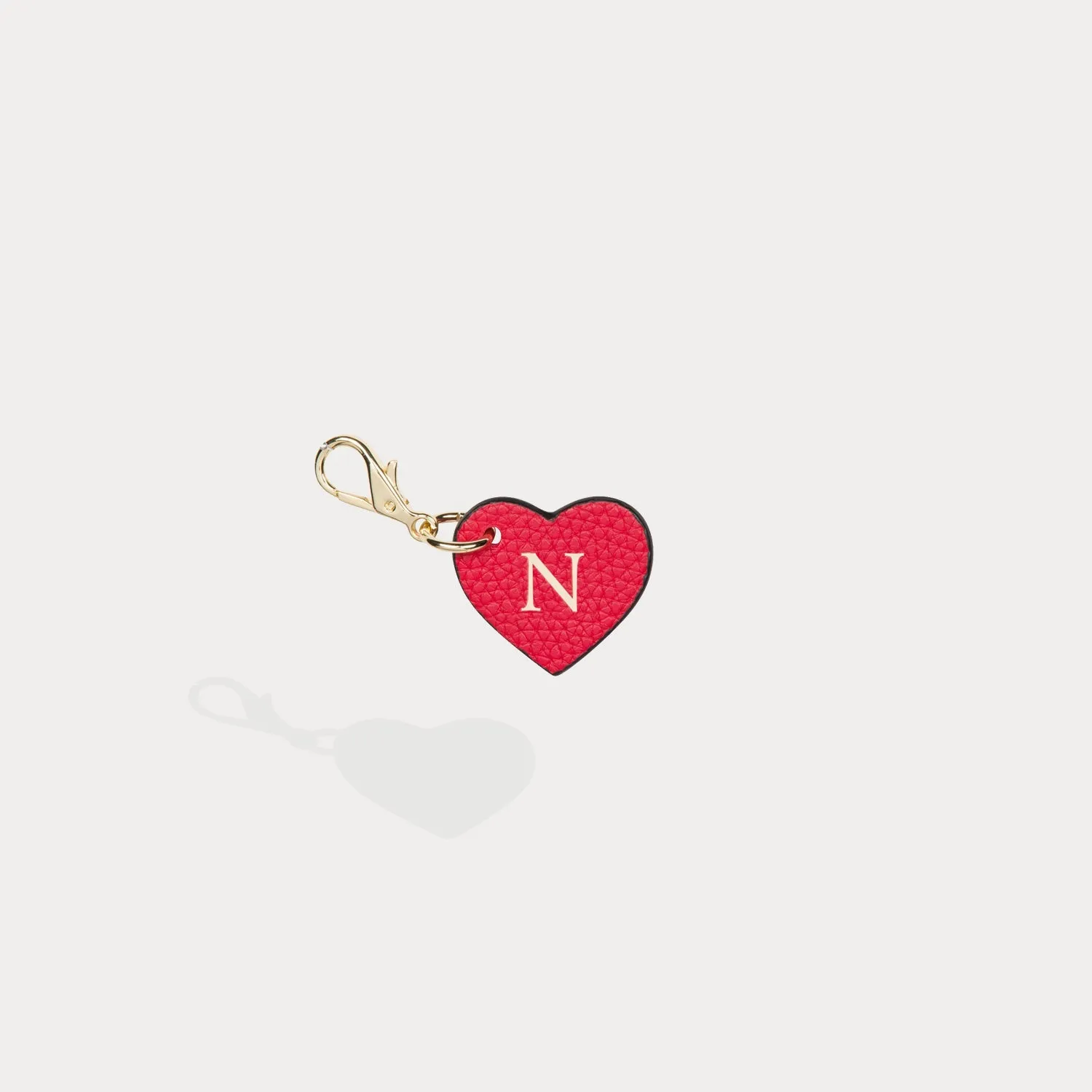 Heart Initial Charm - Red/Gold
