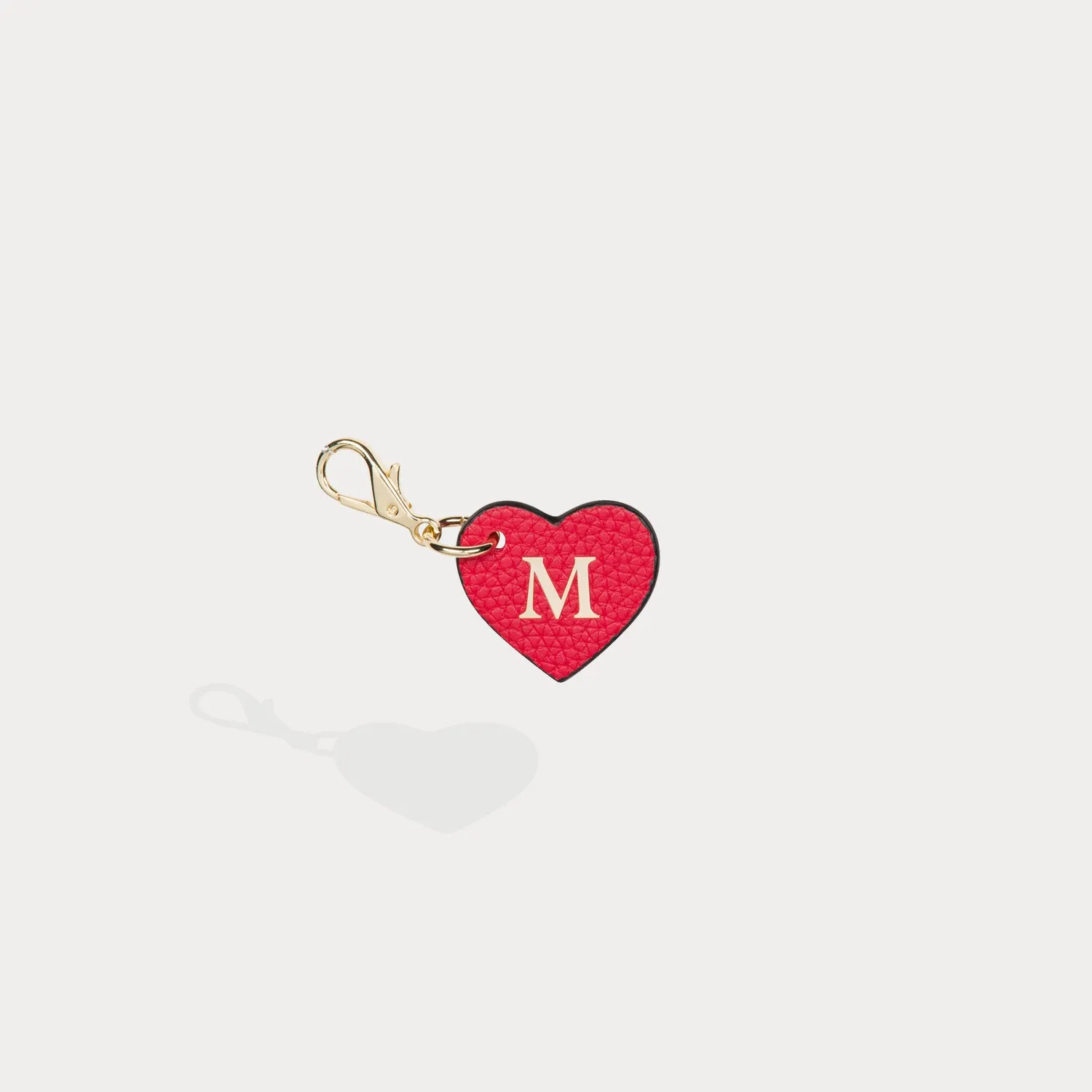 Heart Initial Charm - Red/Gold