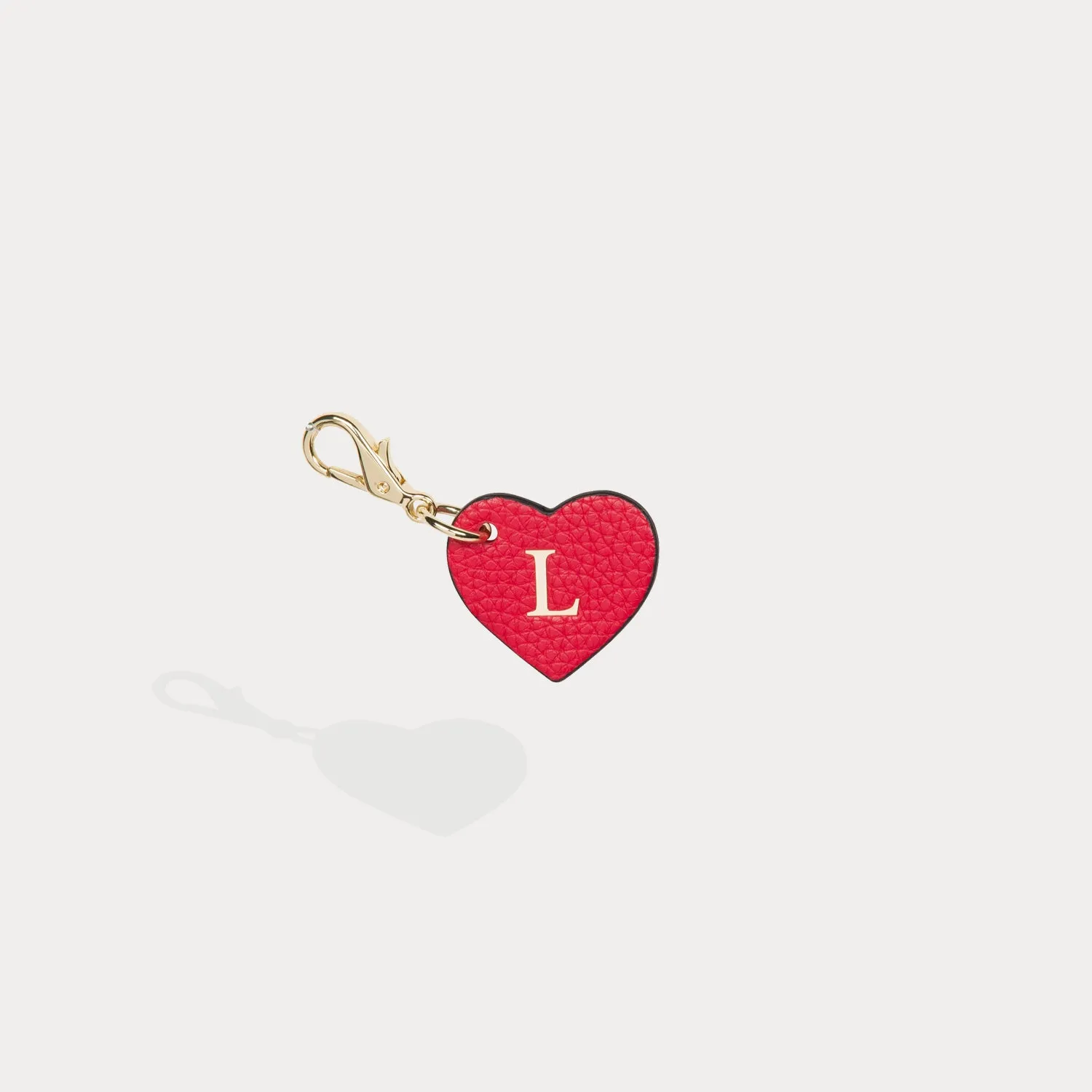 Heart Initial Charm - Red/Gold