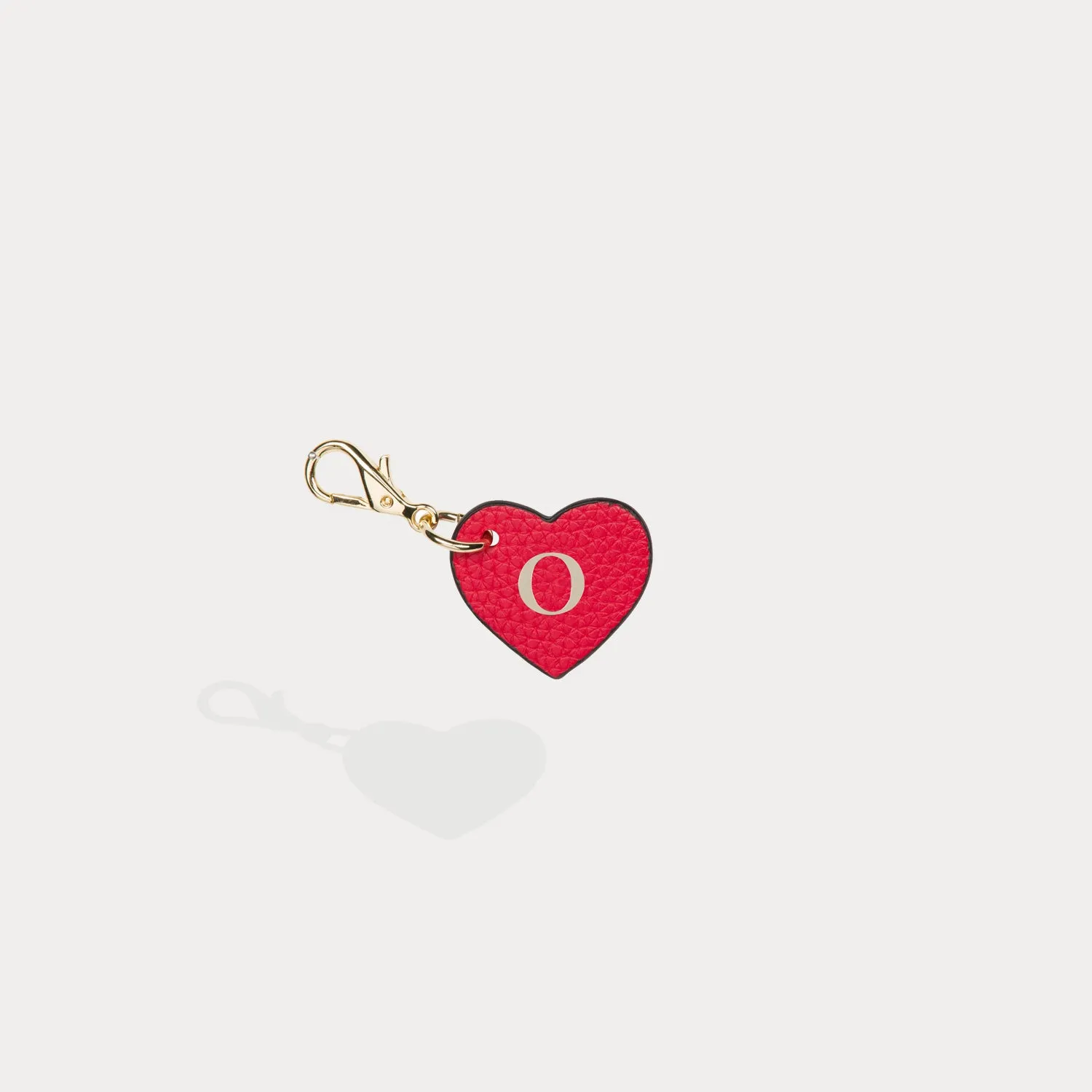 Heart Initial Charm - Red/Gold
